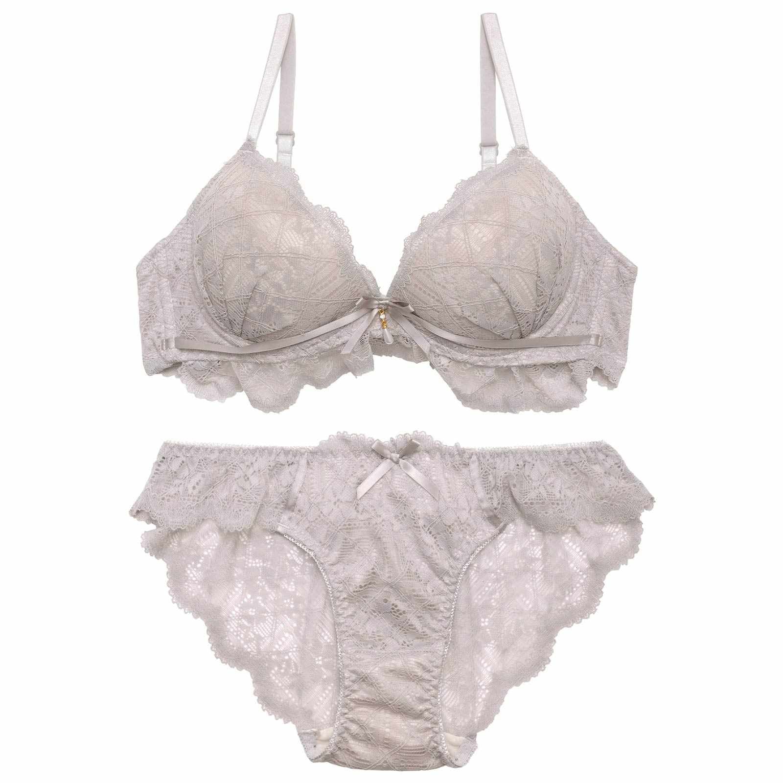 3/24再販!レーシィスカラップブラジャー&バック透けフルバックショーツ