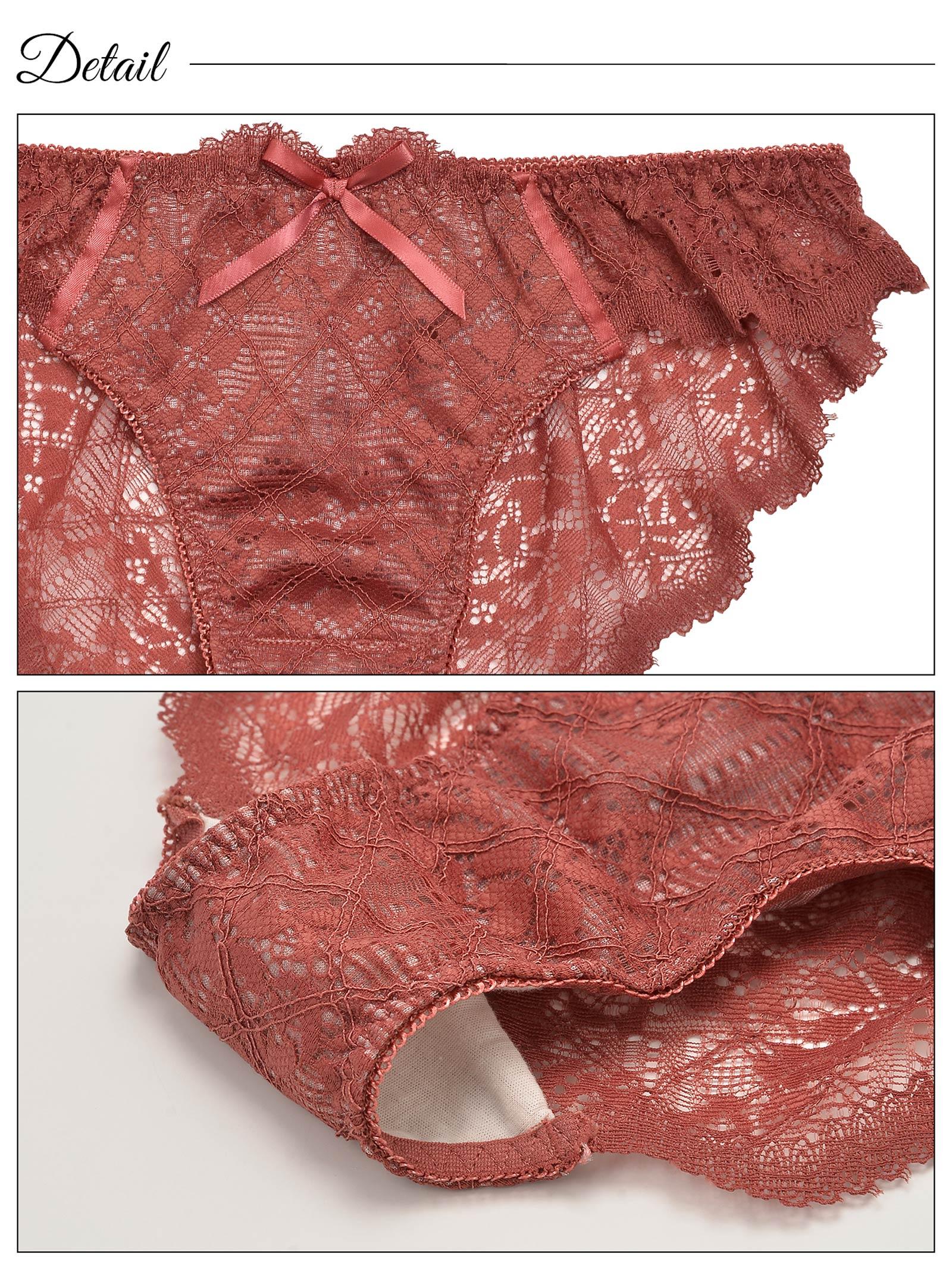 1/24再販!【EFサイズ】レーシィスカラップブラジャー&バック透けフルバックショーツ - 【公式】247Lingerie