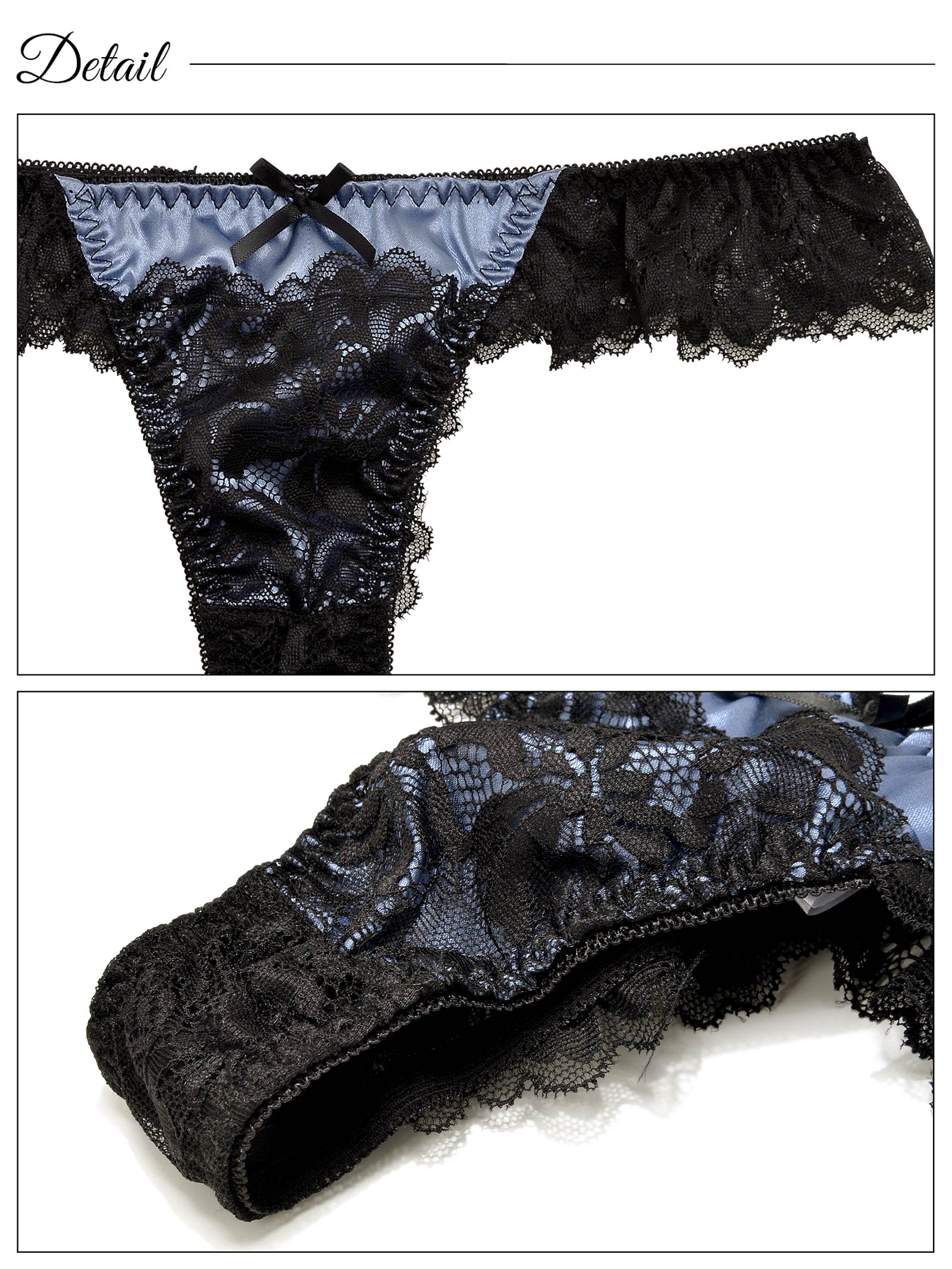 11/20再販!【三上悠亜着用】【EFサイズ】バイカラーフラワーレースサテンブラジャー&バック透けTバックショーツ
