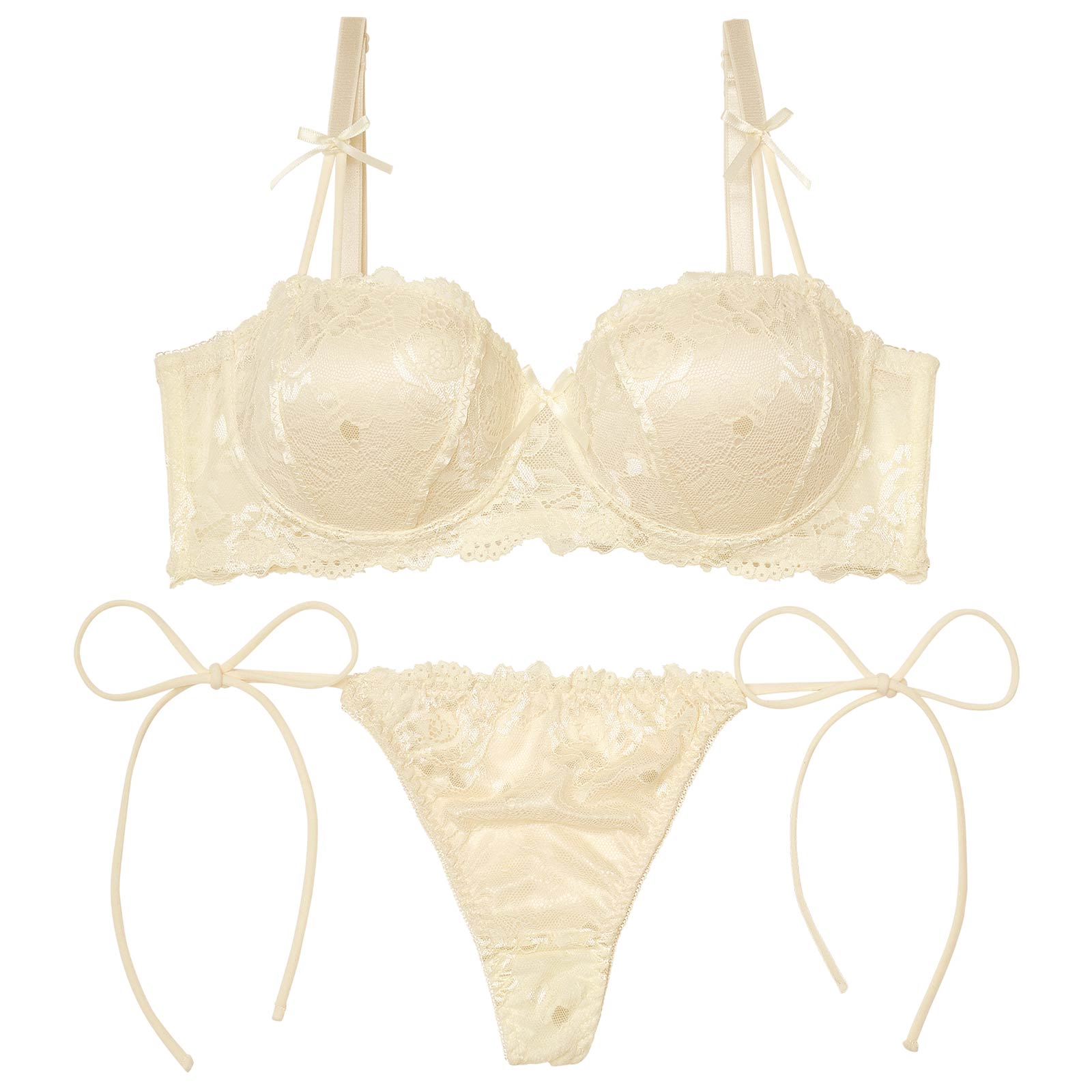 12/3再販!【三上悠亜着用】フロレゾンローズレース育乳脇高ブラジャー&サイド紐バック透けTバックショーツ