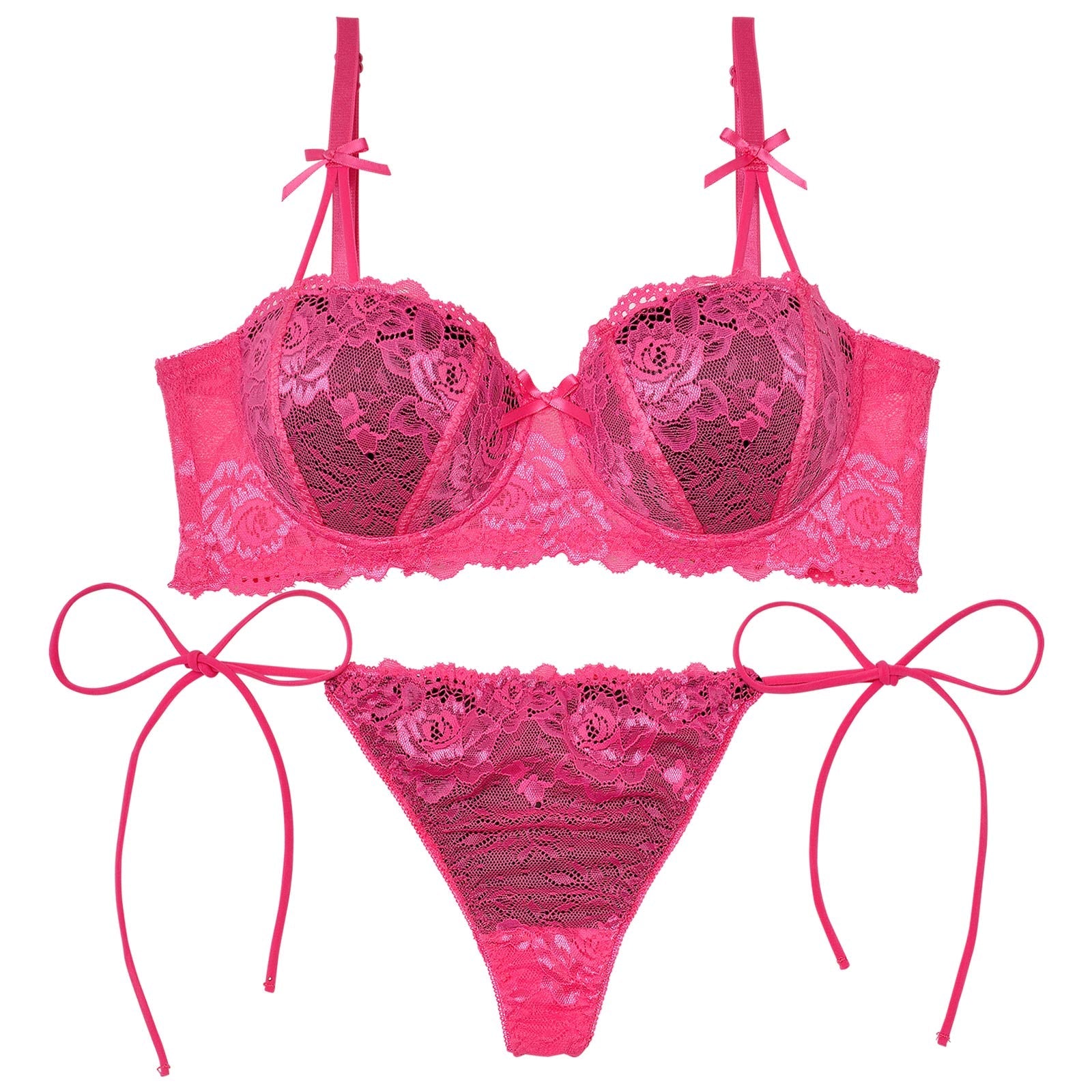 12/3再販!【三上悠亜着用】フロレゾンローズレース育乳脇高ブラジャー&サイド紐バック透けTバックショーツ