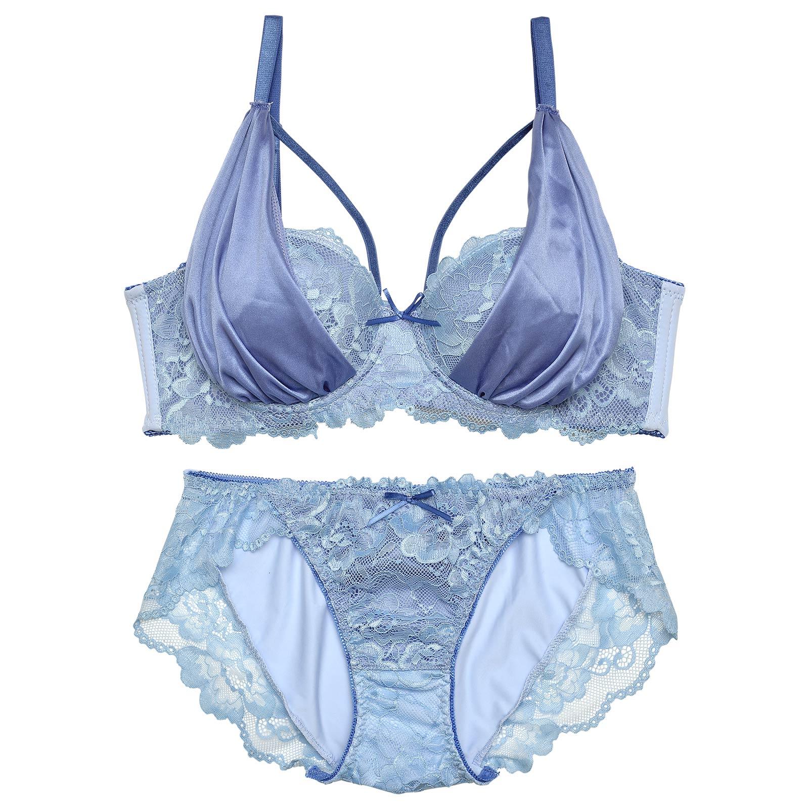 シルキーサテンコードレース育乳脇高ブラジャー&フルバックショーツ - 【公式】247Lingerie