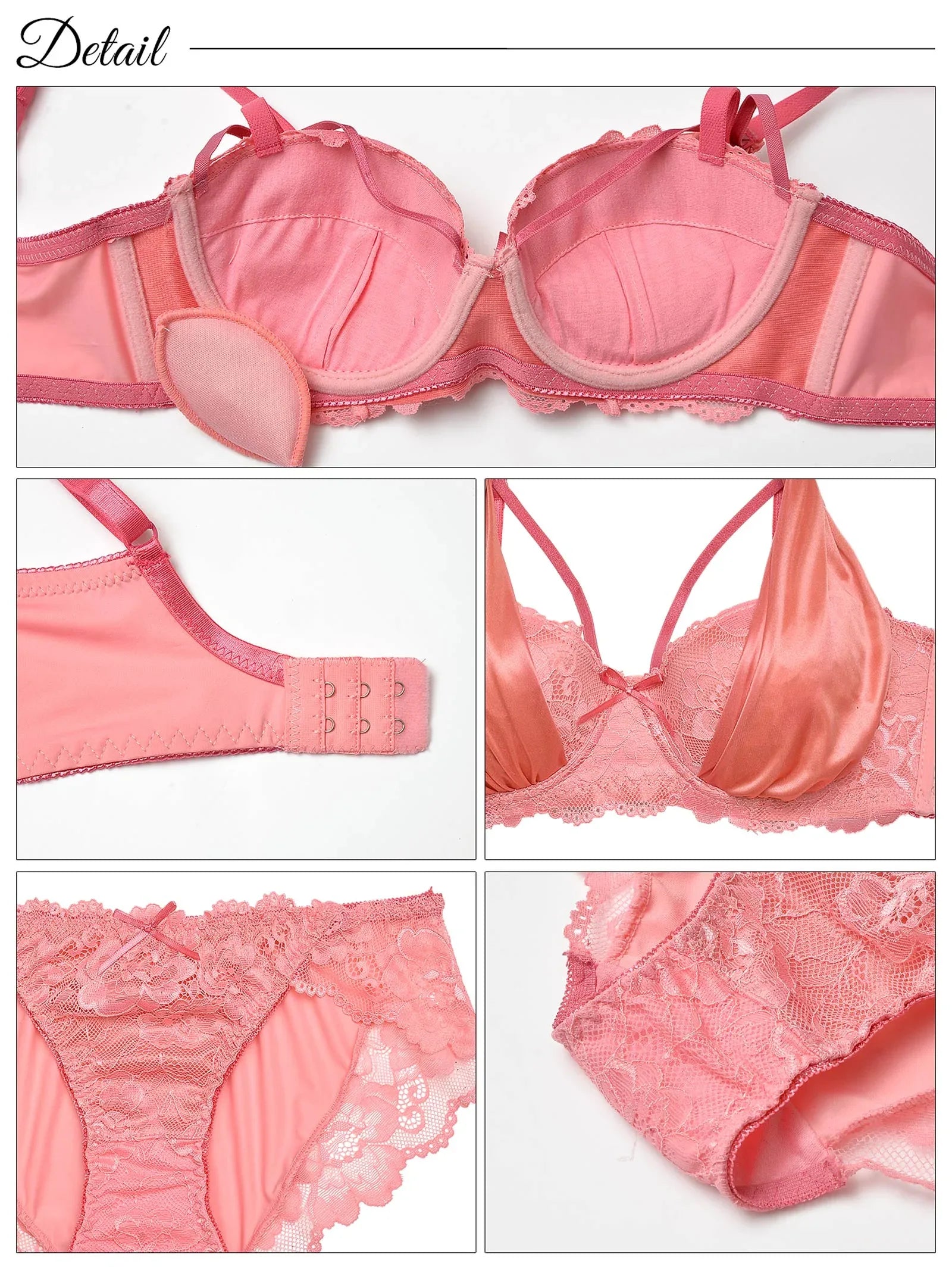 シルキーサテンコードレース育乳脇高ブラジャー&フルバックショーツ - 【公式】247Lingerie