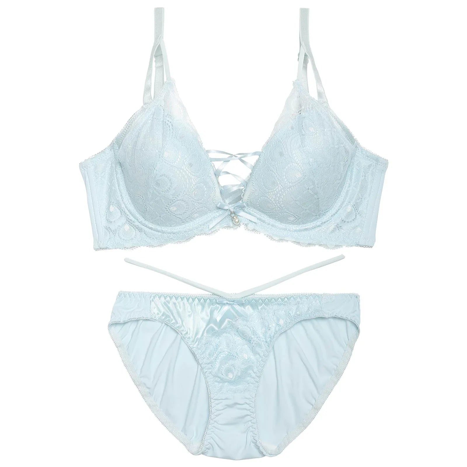 【三上悠亜着用】ブリリアントレーシィライン育乳脇高ブラジャー&フルバックショーツ - 【公式】247Lingerie