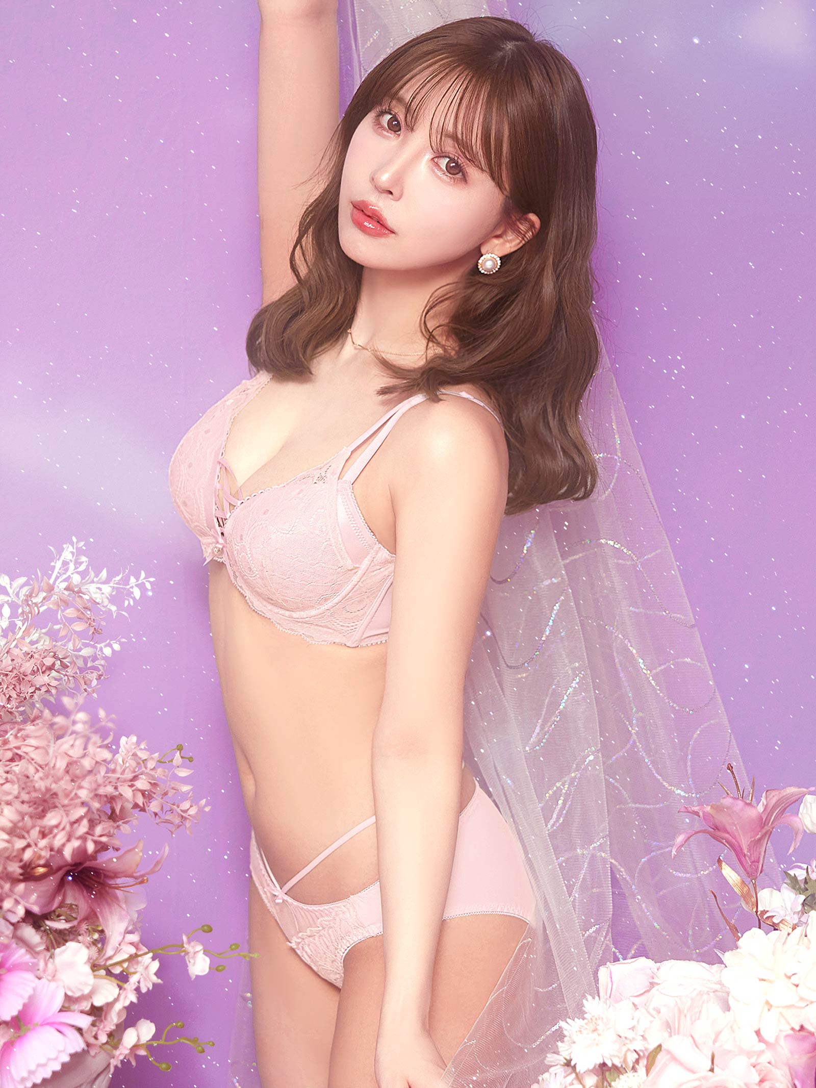 11/26再販!【三上悠亜着用】ブリリアントレーシィライン育乳脇高ブラジャー&フルバックショーツ