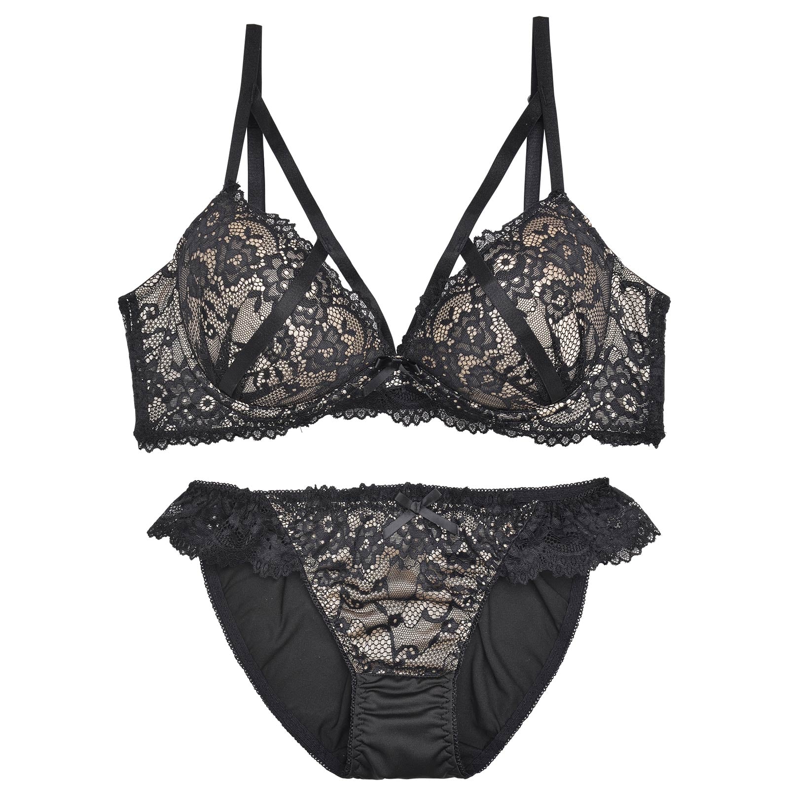 【三上悠亜着用】【GHサイズ】レーシィ アリュール コード育乳脇高ブラジャー&フルバックショーツ - 【公式】247Lingerie