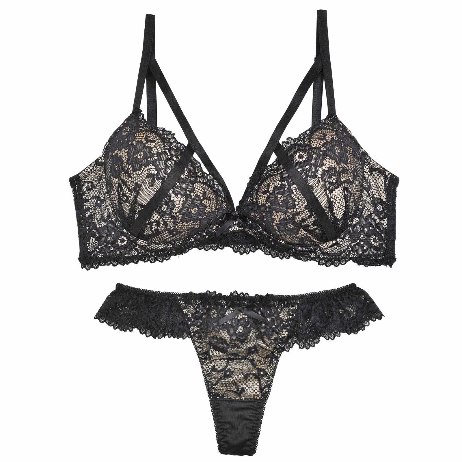 【三上悠亜着用】【EFサイズ】レーシィアリュールコード育乳脇高ブラジャー&Tバックショーツ