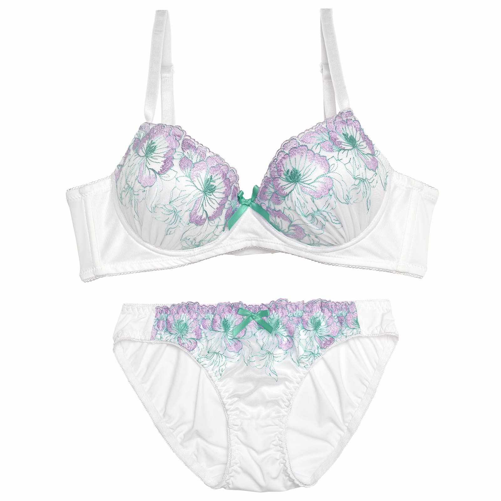 【ノンワイヤー】グラシリティブルーム育乳脇高ブラジャー&フルバックショーツ