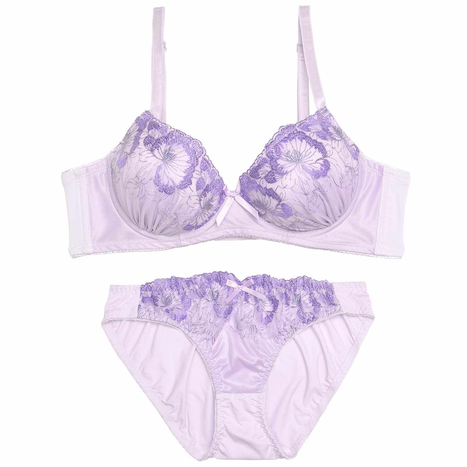 【ノンワイヤー】グラシリティブルーム育乳脇高ブラジャー&フルバックショーツ