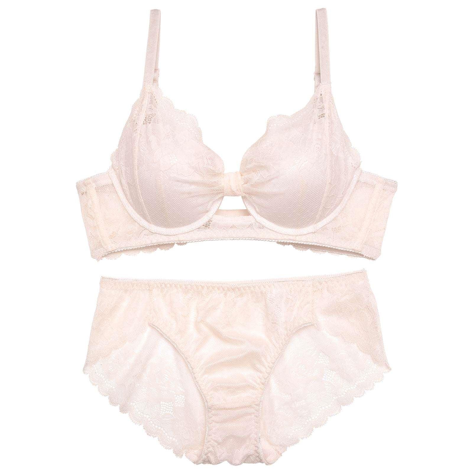 レーシィローズリボン育乳脇高ブラジャー&バック透けフルバックショーツ - 【公式】247Lingerie