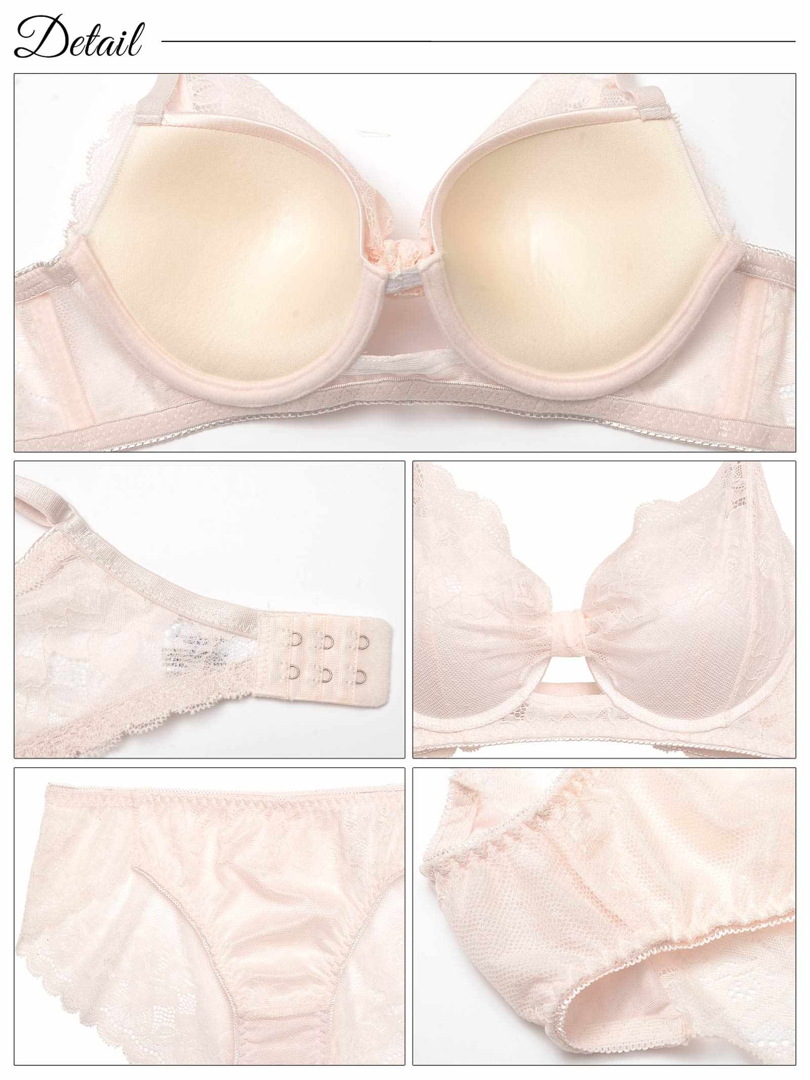 レーシィローズリボン育乳脇高ブラジャー&バック透けフルバックショーツ