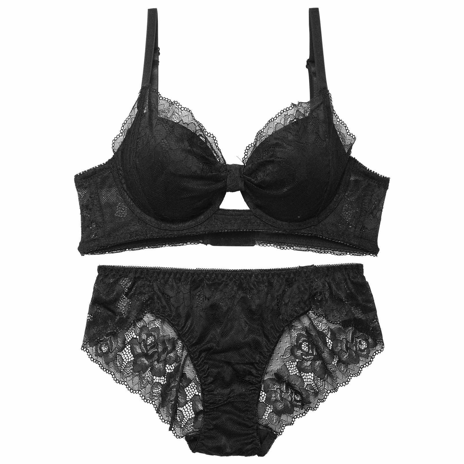 レーシィローズリボン育乳脇高ブラジャー&バック透けフルバックショーツ - 【公式】247Lingerie
