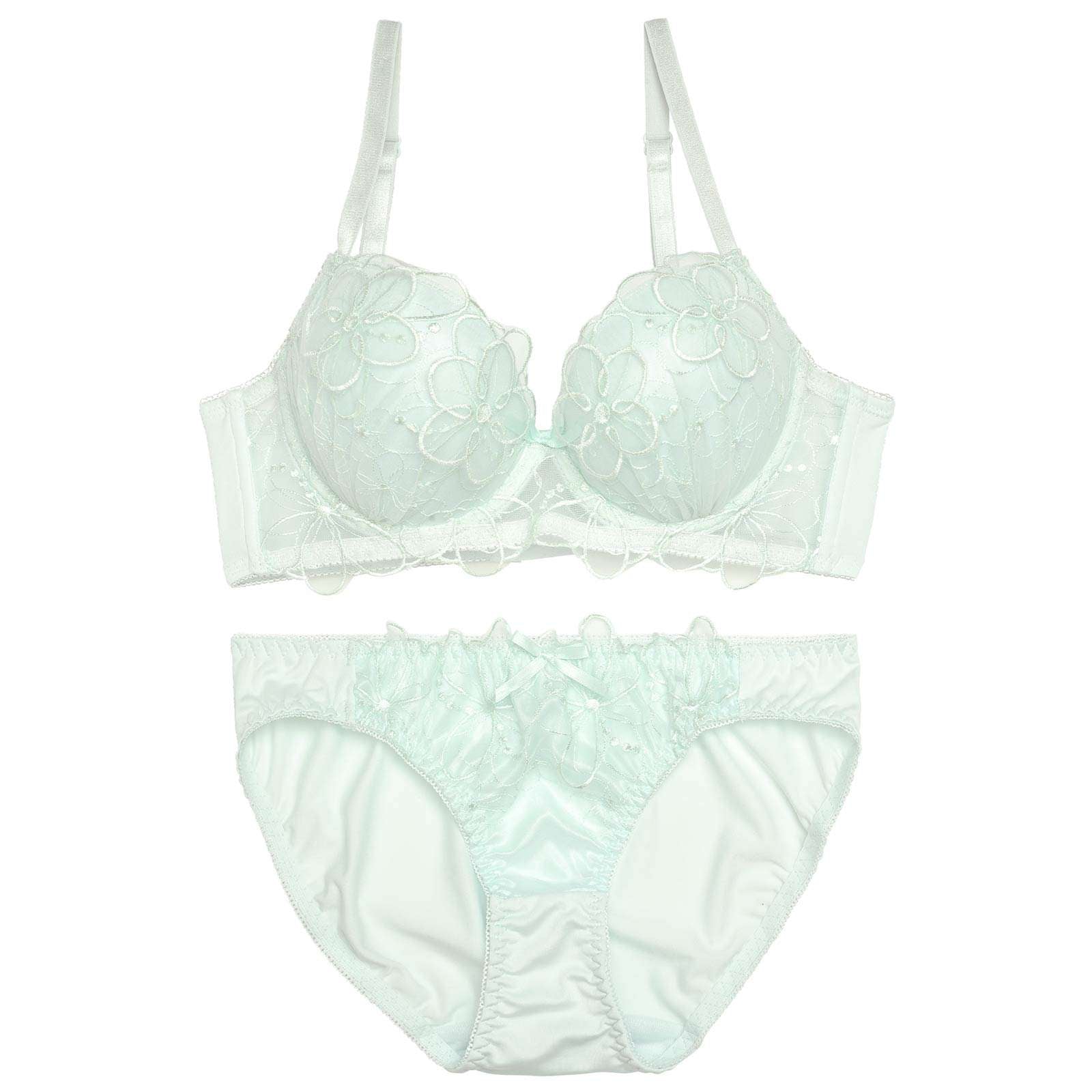 ブリリアントピュアフラワー育乳脇高ブラジャー&フルバックショーツ