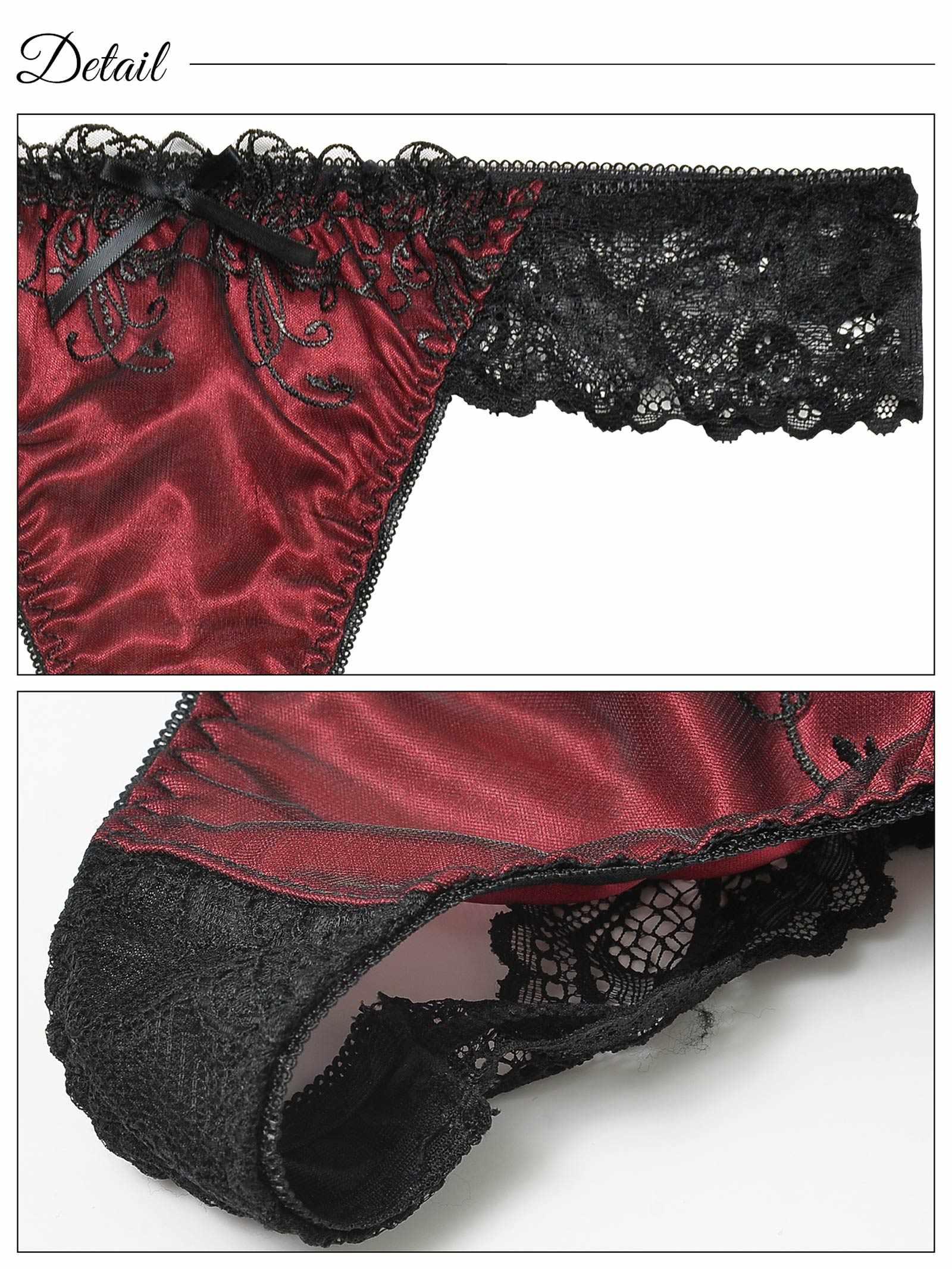 【GHサイズ】ゴシックスピンドルリボン育乳脇高ブラジャー&バック透けTバックショーツ - 【公式】247Lingerie