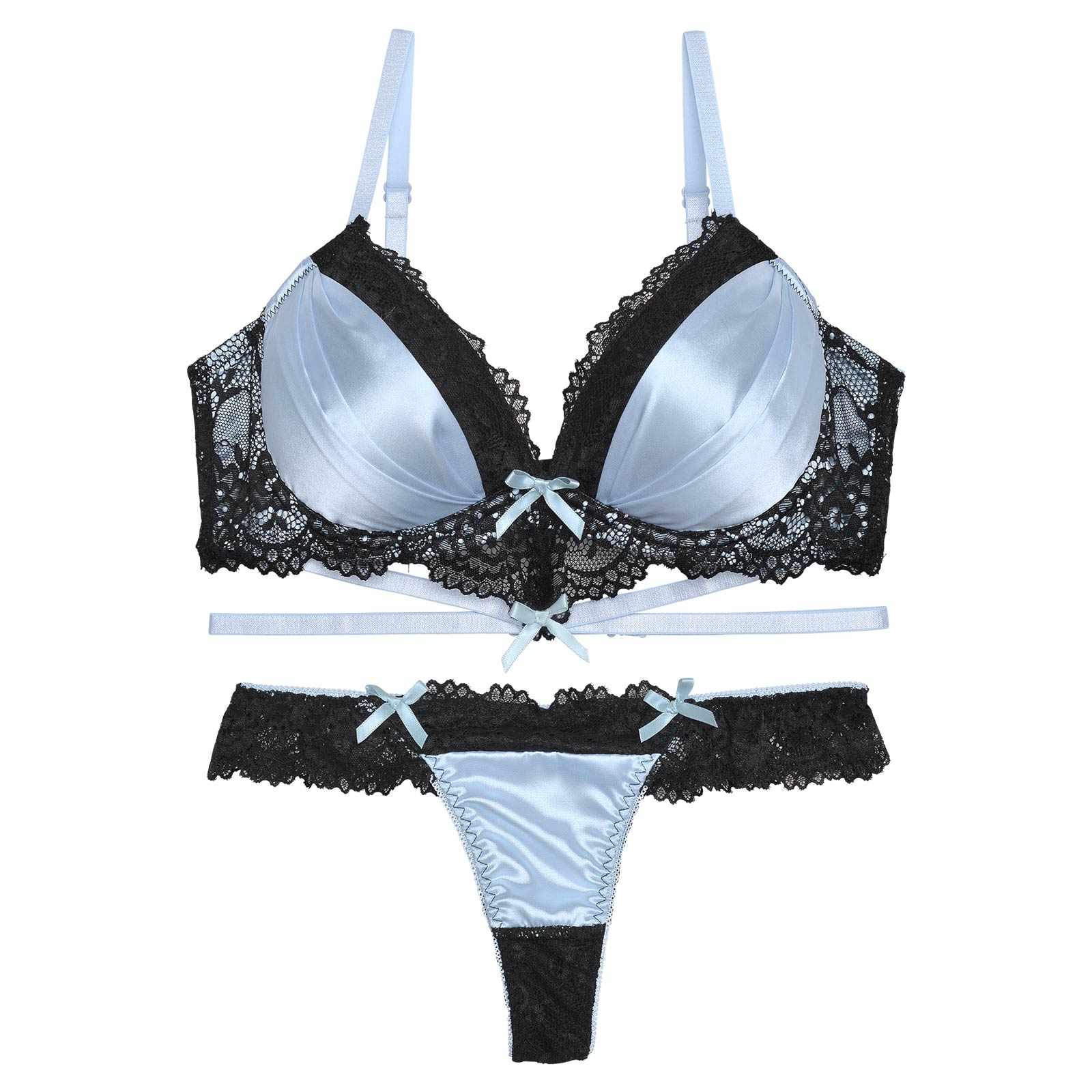 12/6再販!【三上悠亜着用】【GHサイズ】ラブリーサテンリボンコードブラジャー&バック透けTバックショーツ