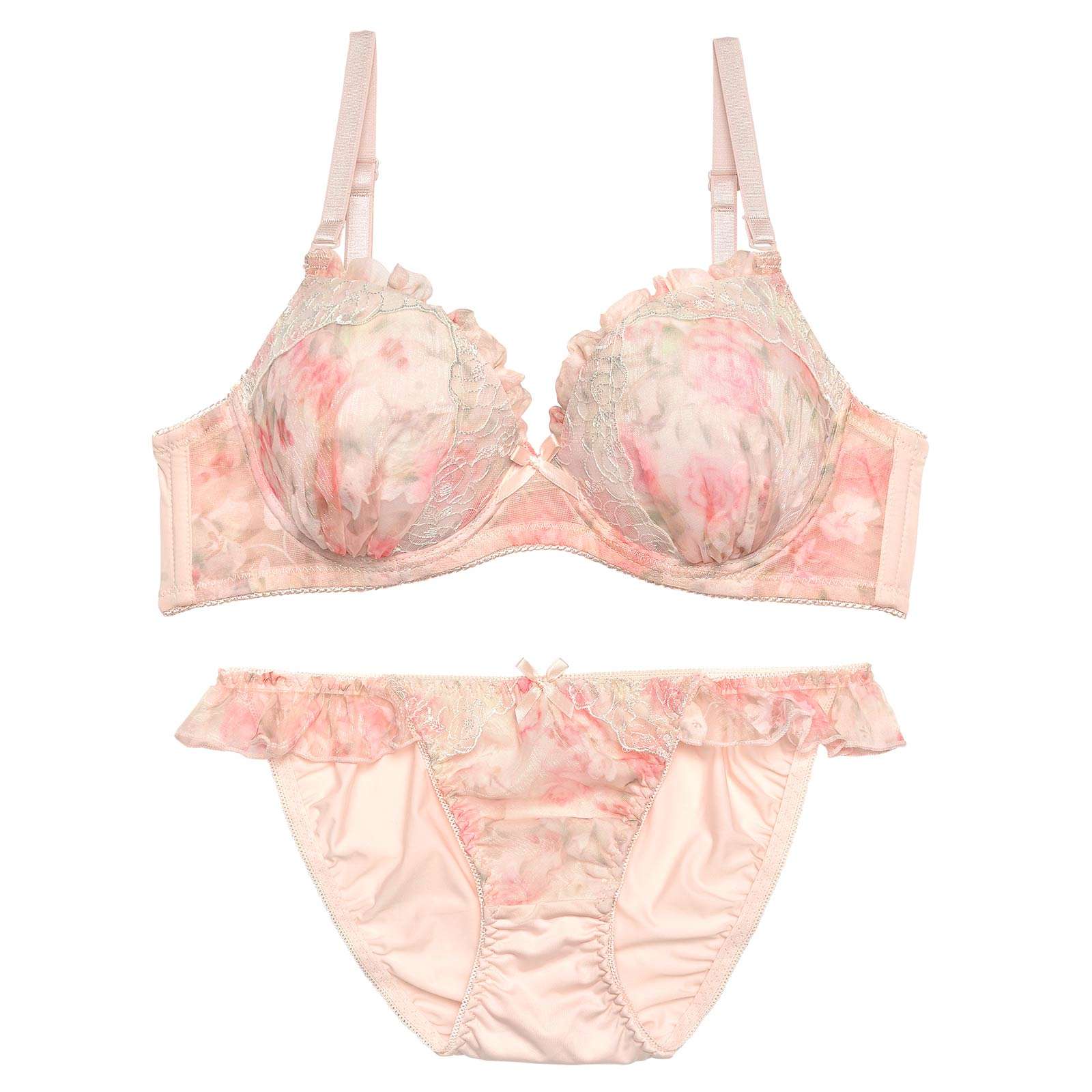 ドリーミングフリルローズブラジャー&フルバックショーツ