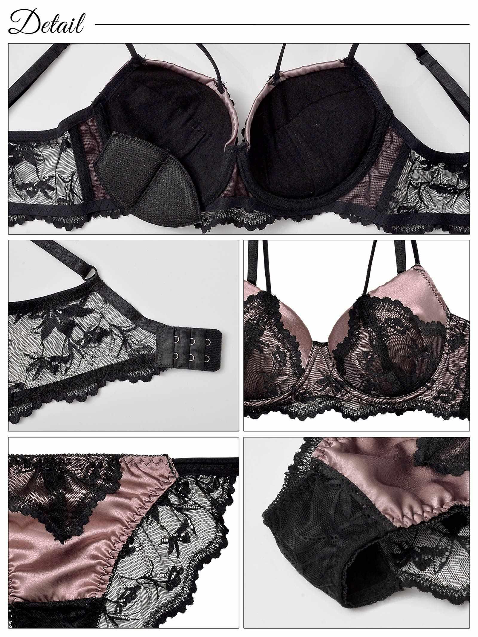 1/8再販!【三上悠亜着用】【EFサイズ】ボタニカルストリングレース育乳脇高ブラジャー&バック透けフルバックショーツ - 【公式】247Lingerie