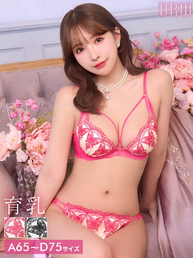 【三上悠亜着用】グロリアスバタフライコード育乳脇高ブラジャー&バック透けフルバックショーツ