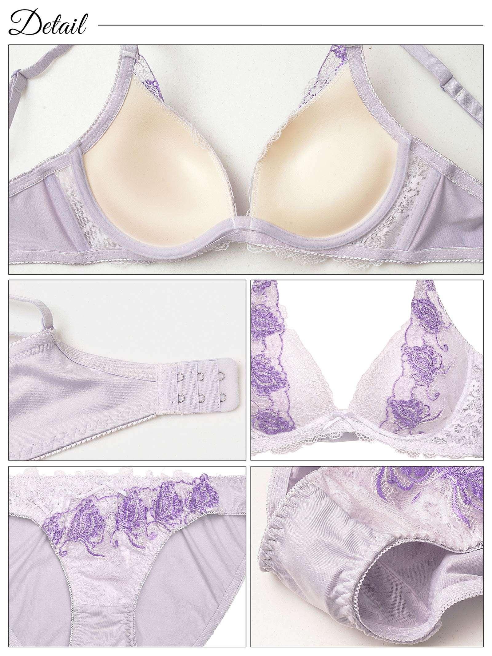 エレガントダマスクレース育乳脇高ブラジャー&フルバックショーツ - 【公式】247Lingerie