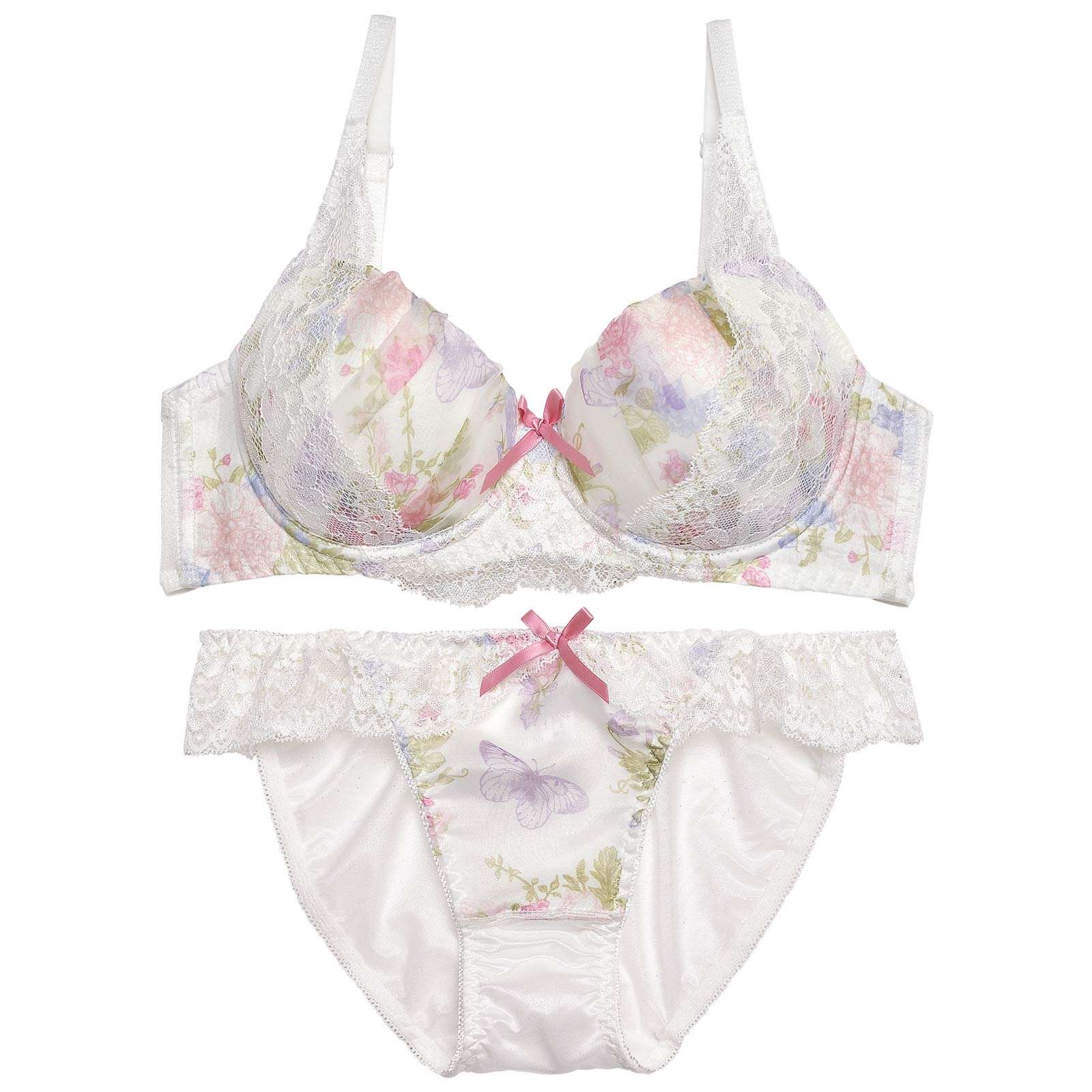 スイートフラワーバタフライブラジャー&フルバックショーツ