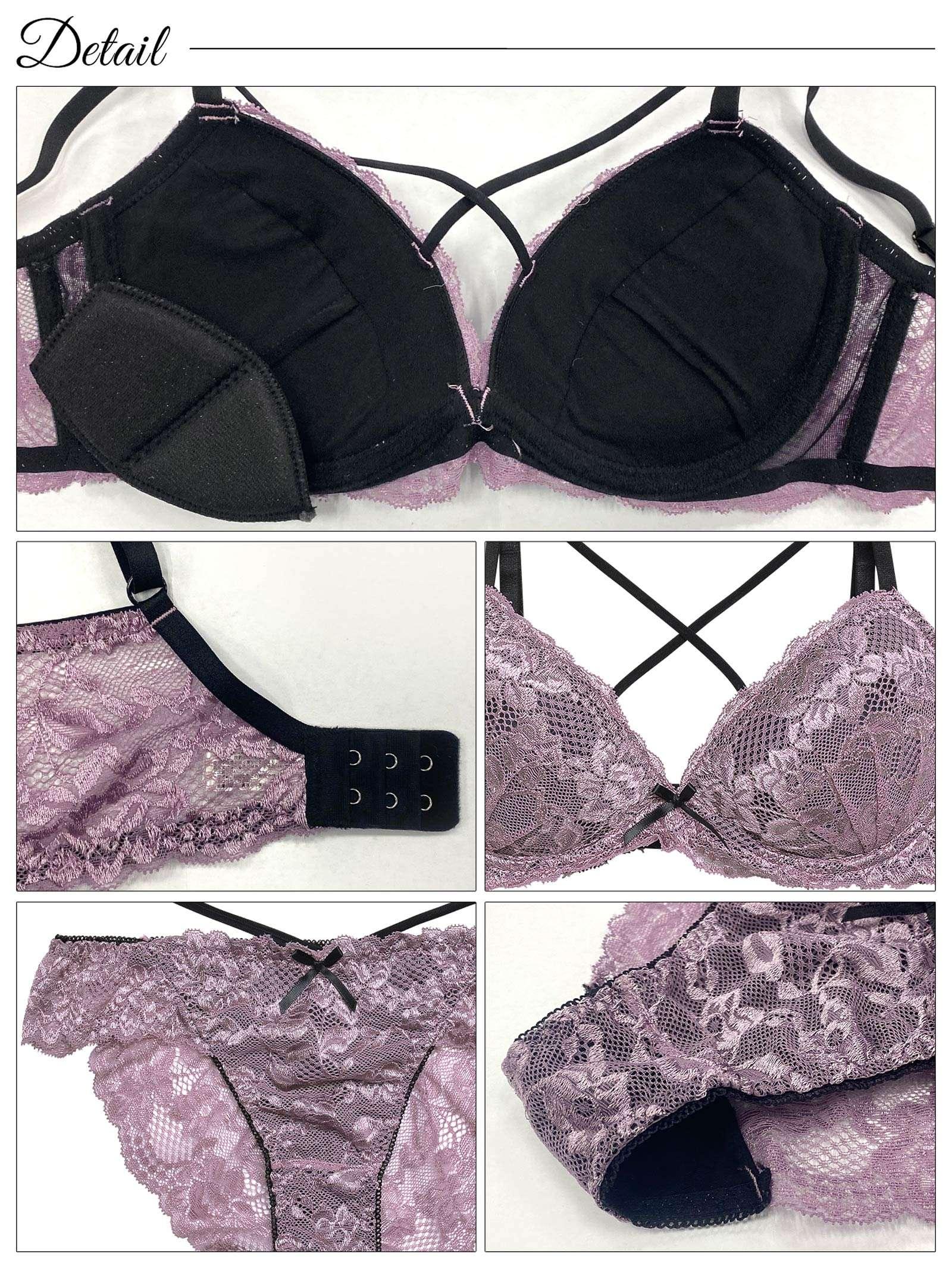 1/15再販!レーシィブルームコード育乳脇高ブラジャー&バック透けフルバックショーツ - 【公式】247Lingerie