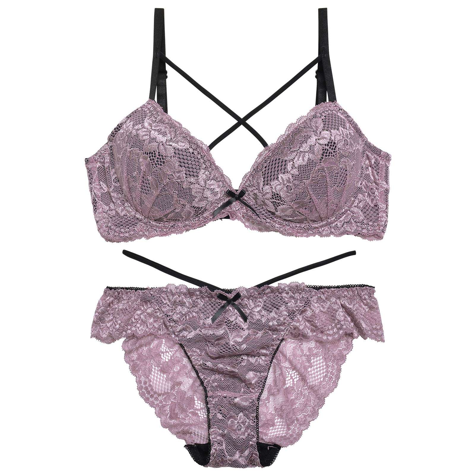 レーシィブルームコード育乳脇高ブラジャー&バック透けフルバックショーツ