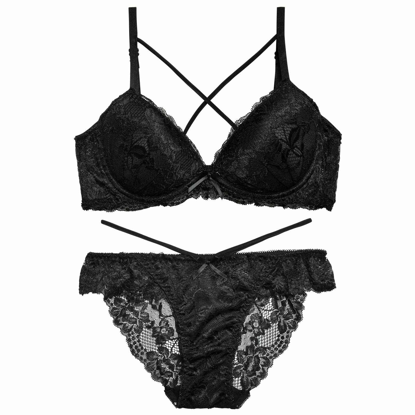 【EFサイズ】レーシィブルームコード育乳脇高ブラジャー&バック透けフルバックショーツ