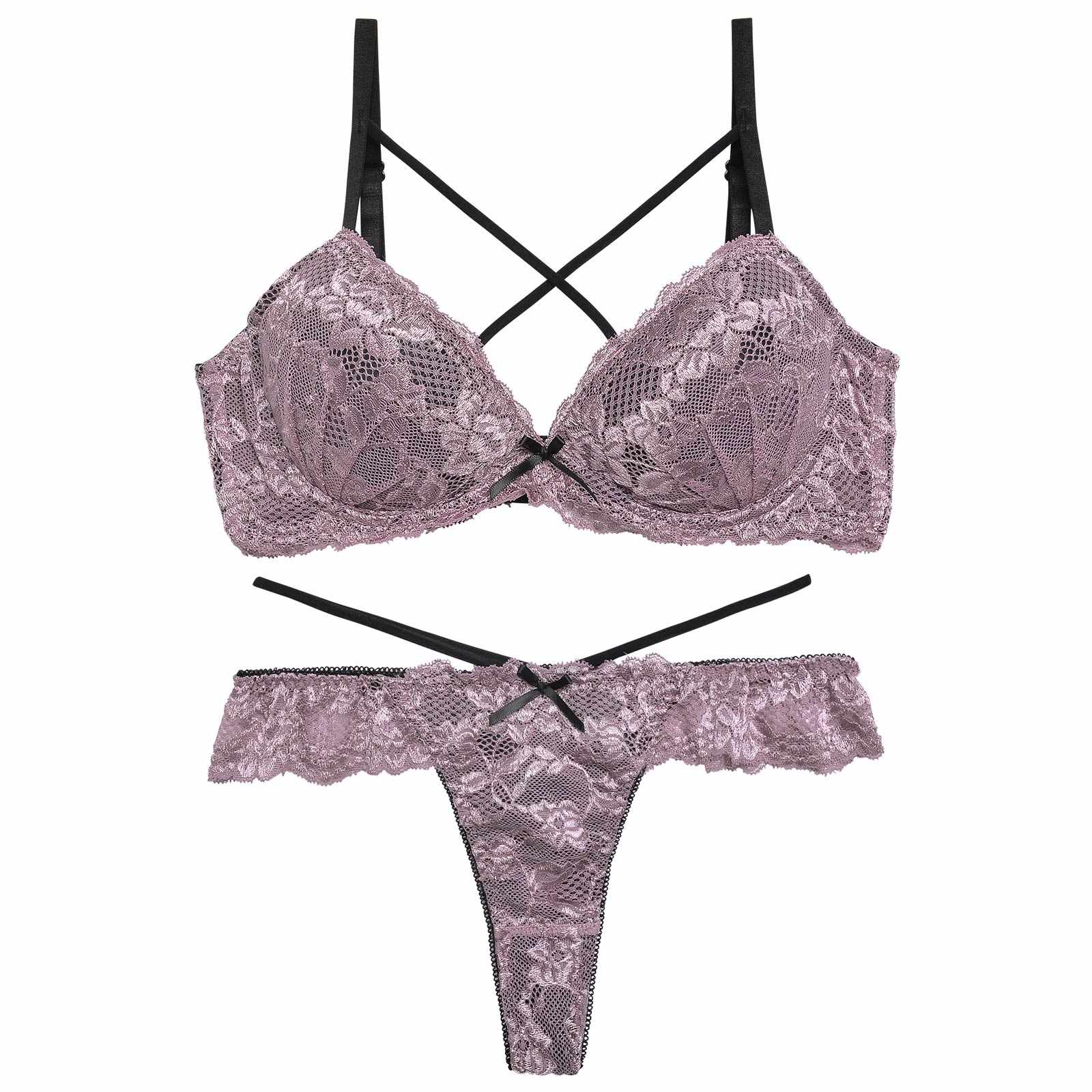 【EFサイズ】レーシィブルームコード育乳脇高ブラジャー&Tバックショーツ