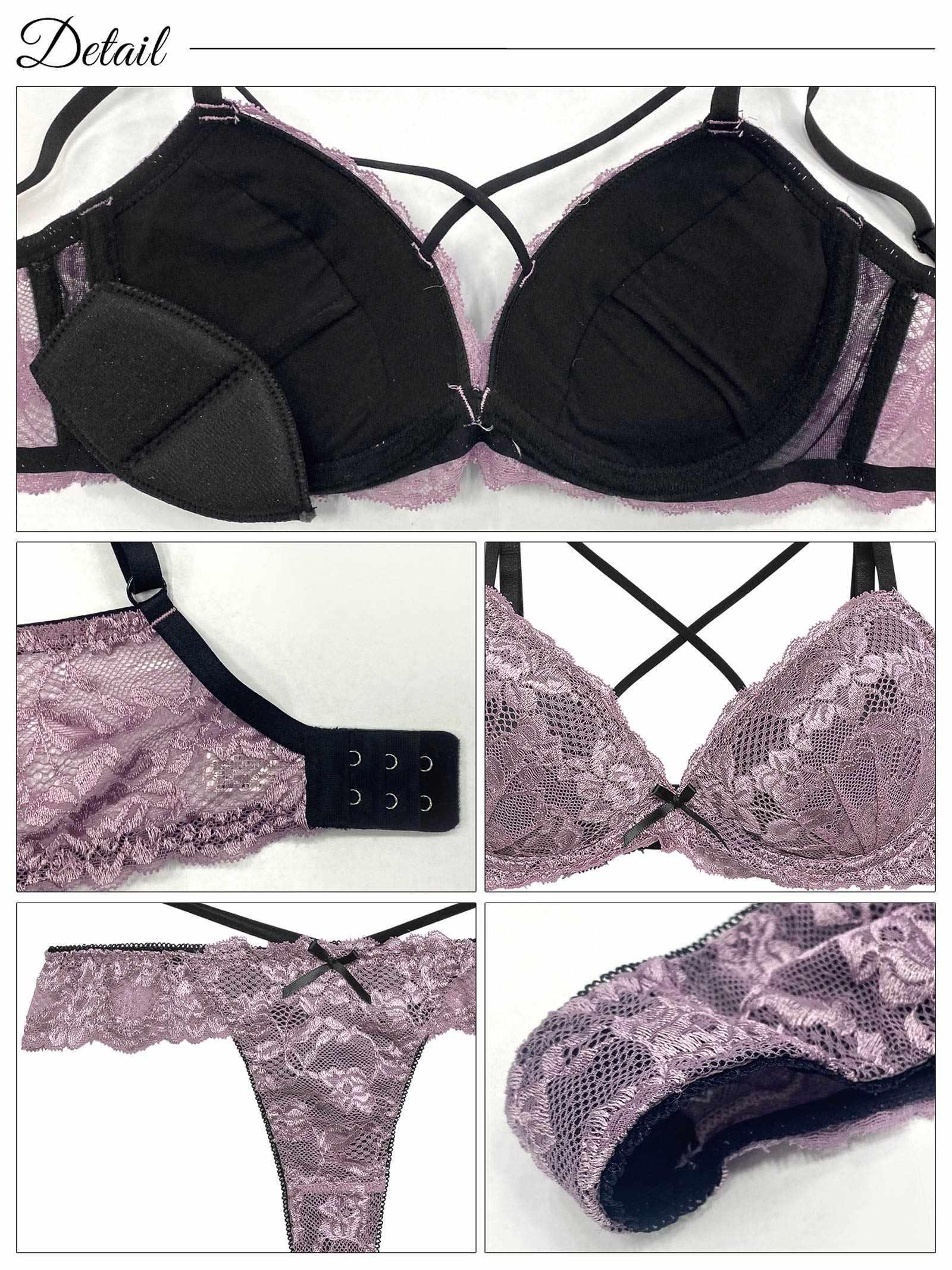 1/15再販!【EFサイズ】レーシィブルームコード育乳脇高ブラジャー&Tバックショーツ - 【公式】247Lingerie