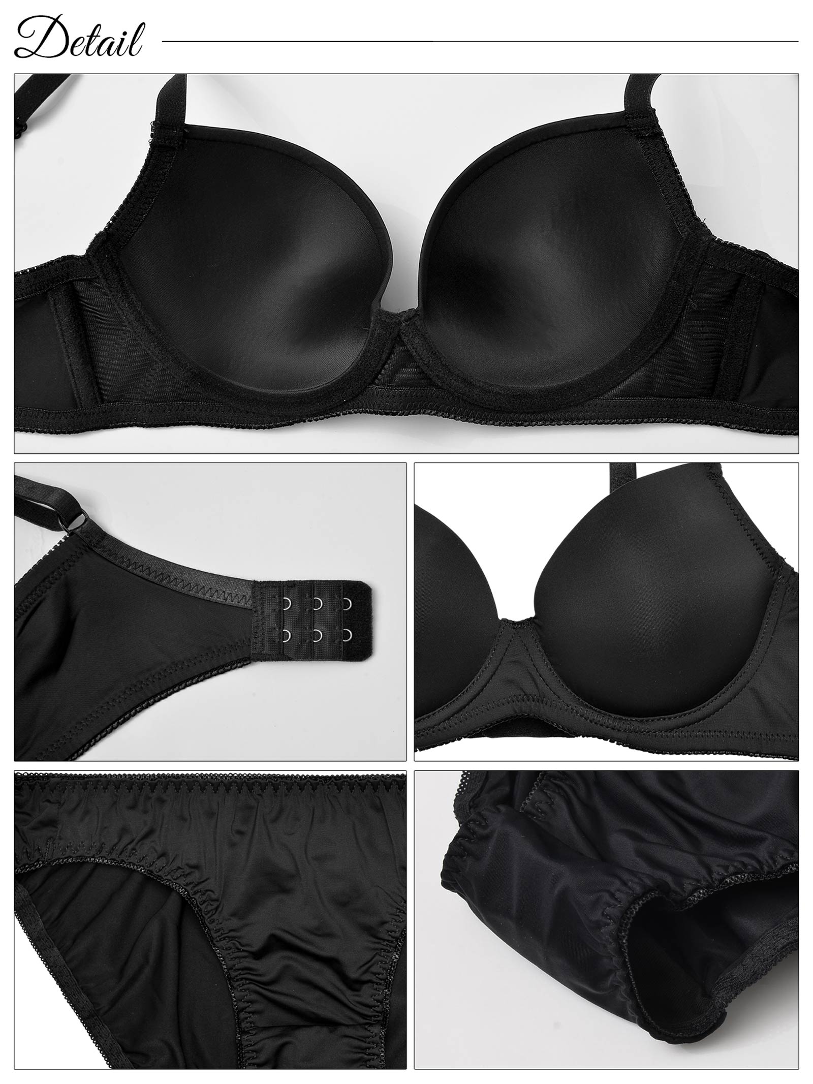 シンプルワンカラーフラット育乳脇高ブラジャー&フルバックショーツ