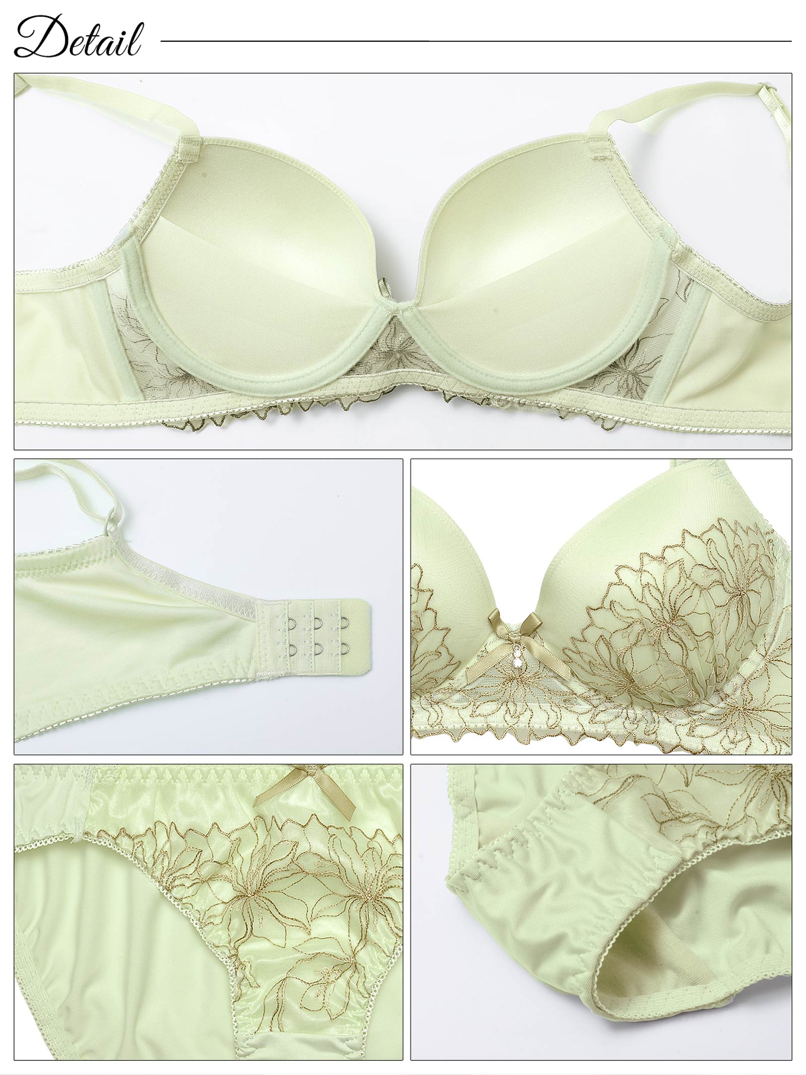 【ノンワイヤー】トゥインクルペタルエンブロイダリー育乳脇高ブラジャー&フルバックショーツ