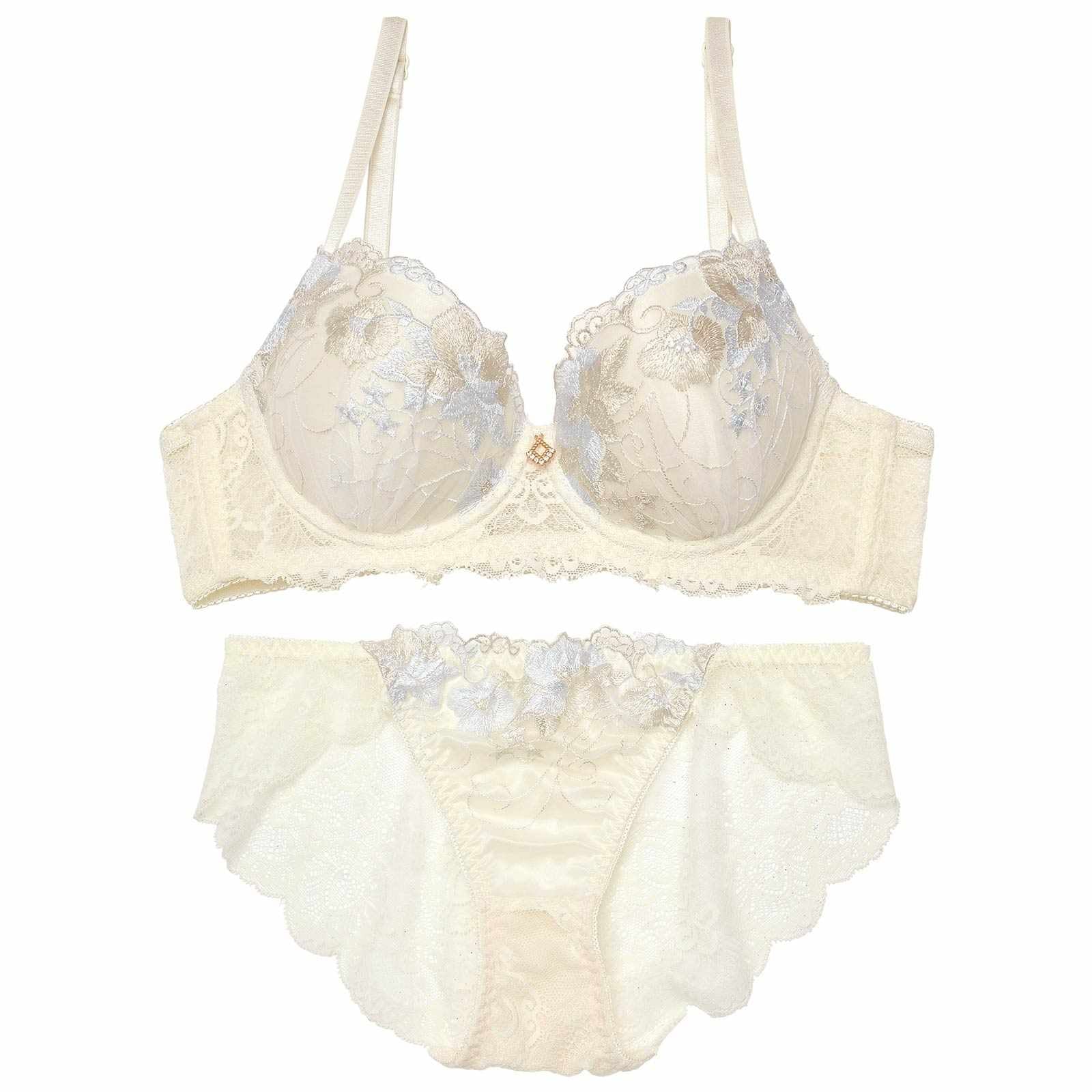 ニュアンスアイビーブルーム育乳脇高ブラジャー&バック透けフルバックショーツ