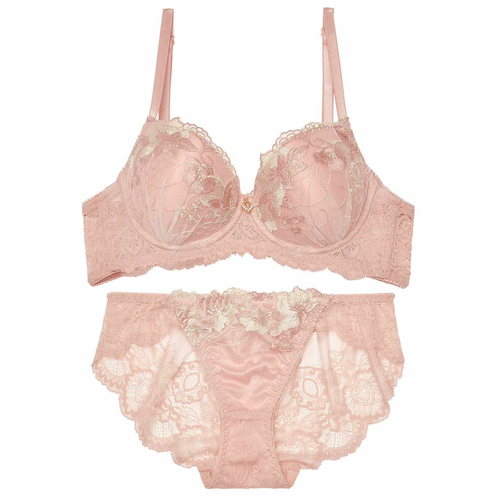 ニュアンスアイビーブルーム育乳脇高ブラジャー&バック透けフルバックショーツ