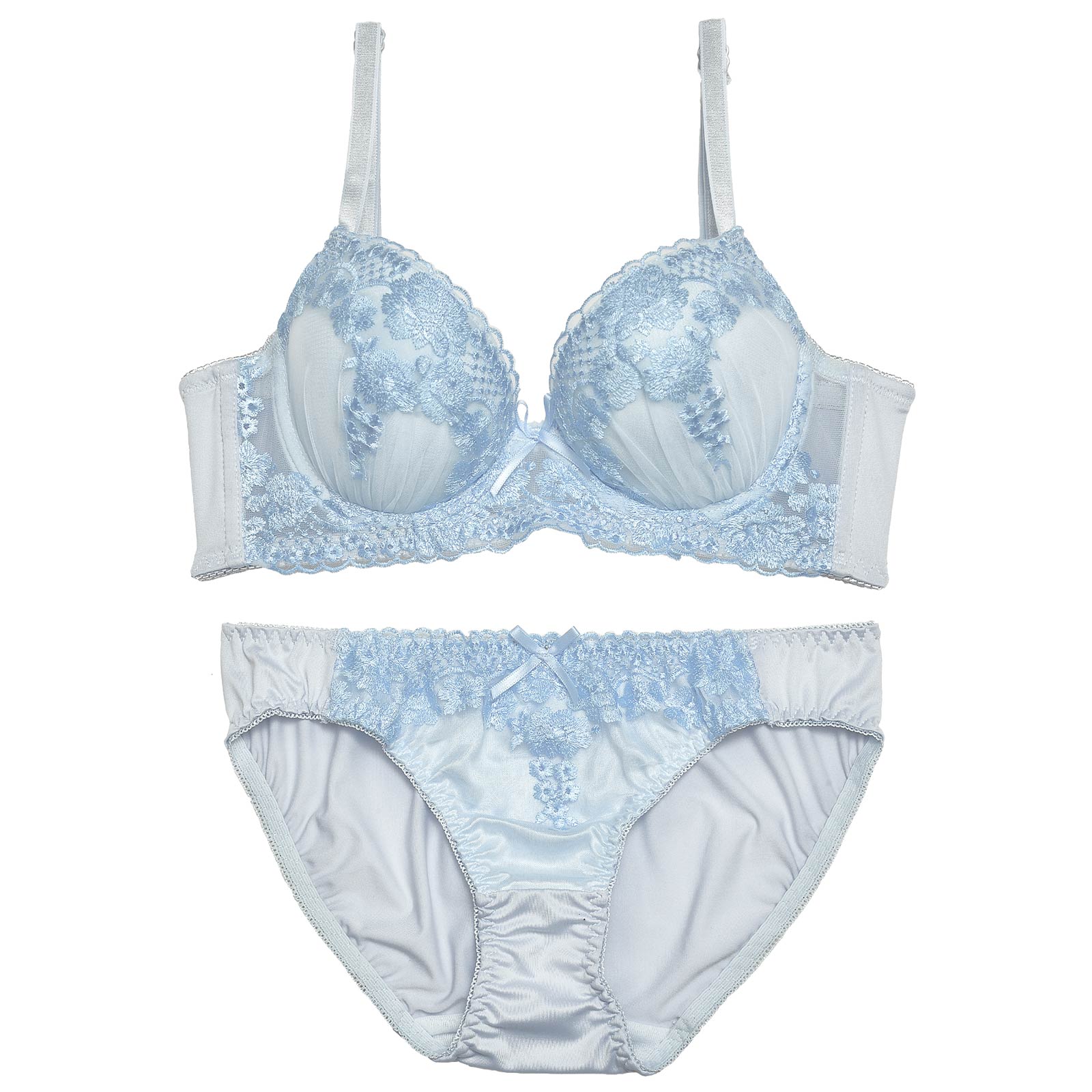 スイートモダンフラワー育乳脇高ブラジャー&フルバックショーツ