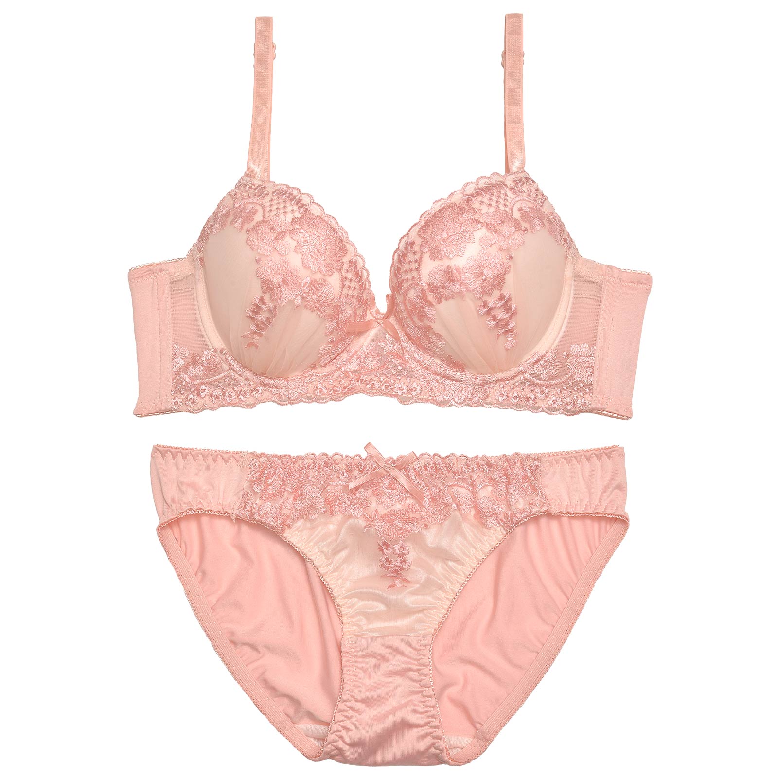 スイートモダンフラワー育乳脇高ブラジャー&フルバックショーツ