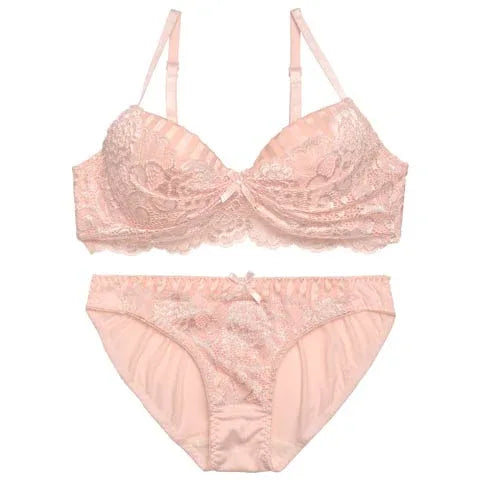 ストライプドレッシーレースブラジャー&フルバックショーツ - 【公式】247Lingerie