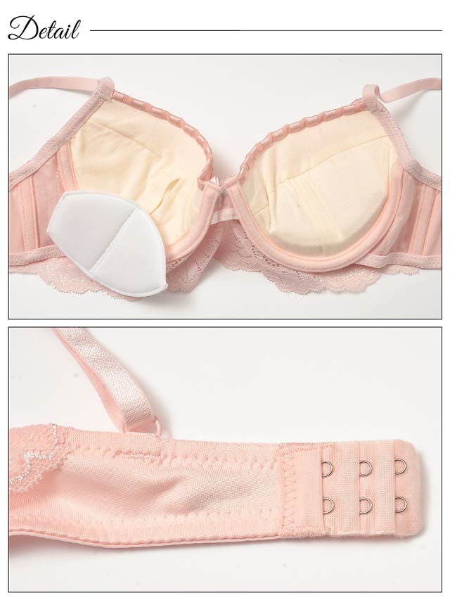 ストライプドレッシーレースブラジャー&フルバックショーツ