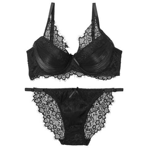 シャイニーアイラッシュレースブラジャー&バック透けフルバックショーツ - 【公式】247Lingerie