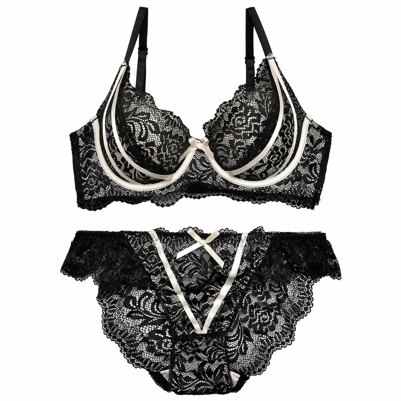 【三上悠亜着用】【GHサイズ】ガーリーローズレーシィリボンライン育乳脇高ブラジャー&バック透けフルバックショーツ - 【公式】247Lingerie