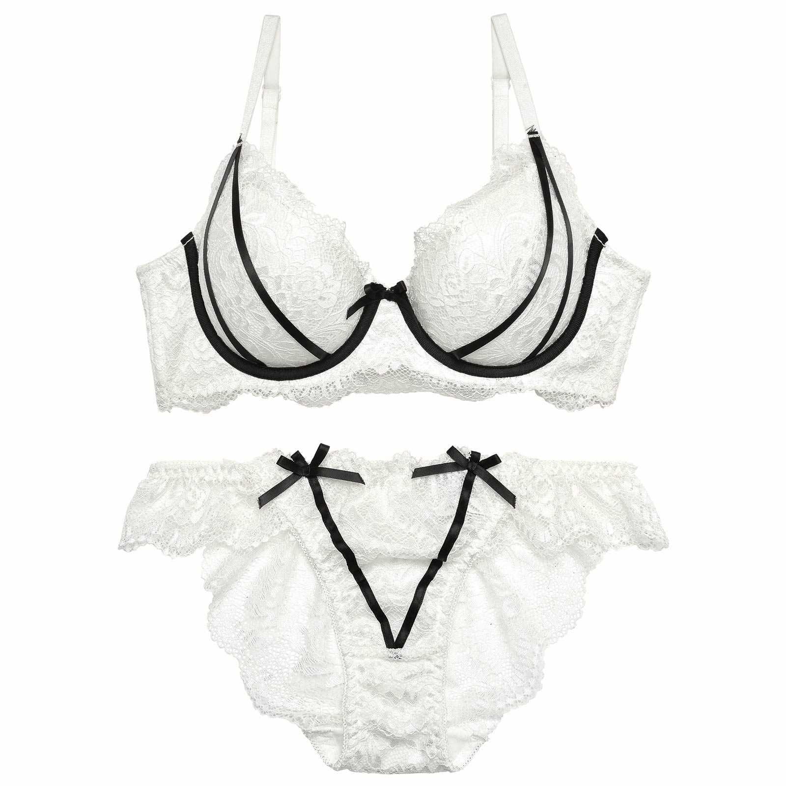 【三上悠亜着用】【GHサイズ】ガーリーローズレーシィリボンライン育乳脇高ブラジャー&バック透けフルバックショーツ - 【公式】247Lingerie