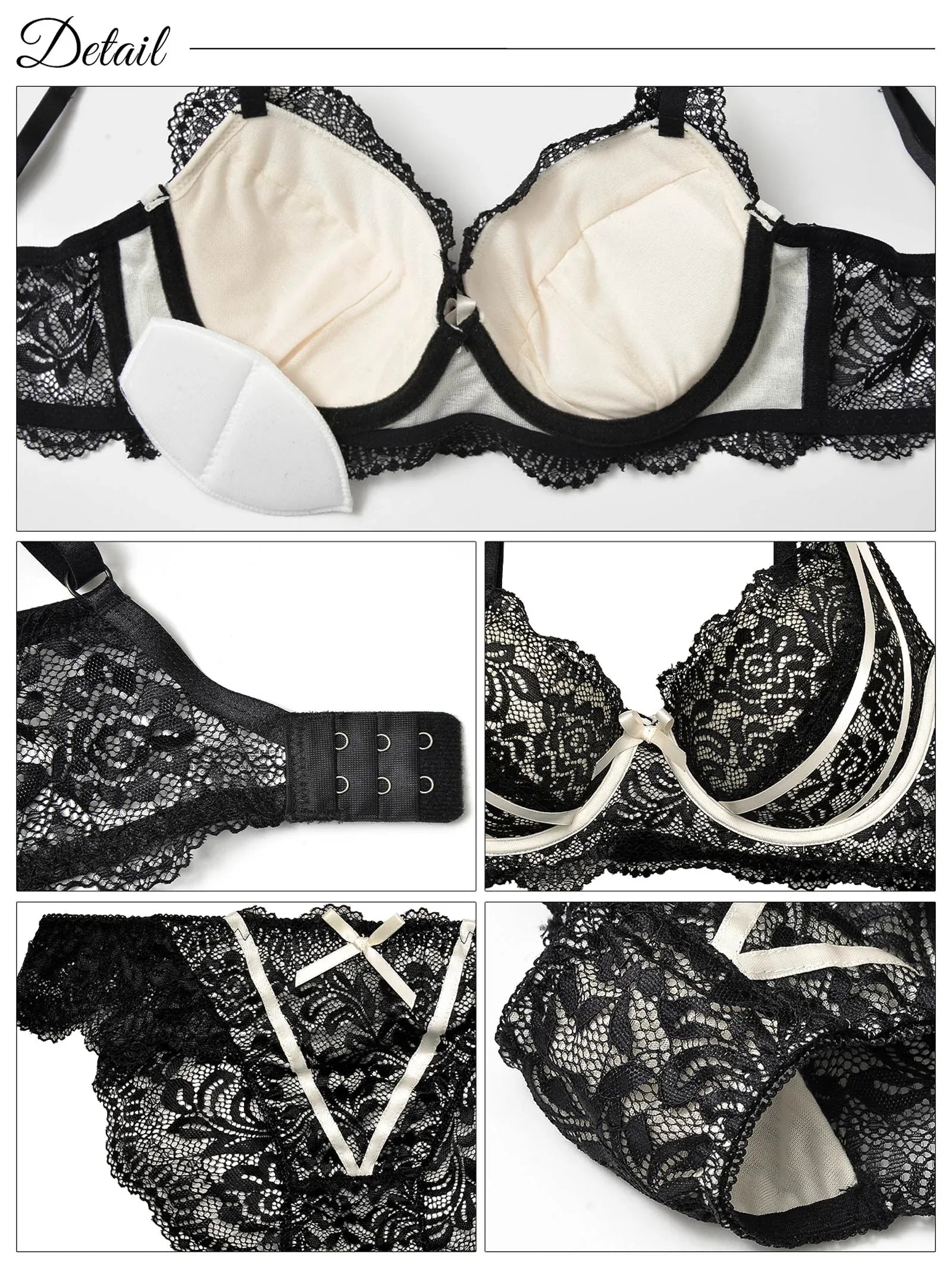 【三上悠亜着用】【GHサイズ】ガーリーローズレーシィリボンライン育乳脇高ブラジャー&バック透けフルバックショーツ - 【公式】247Lingerie