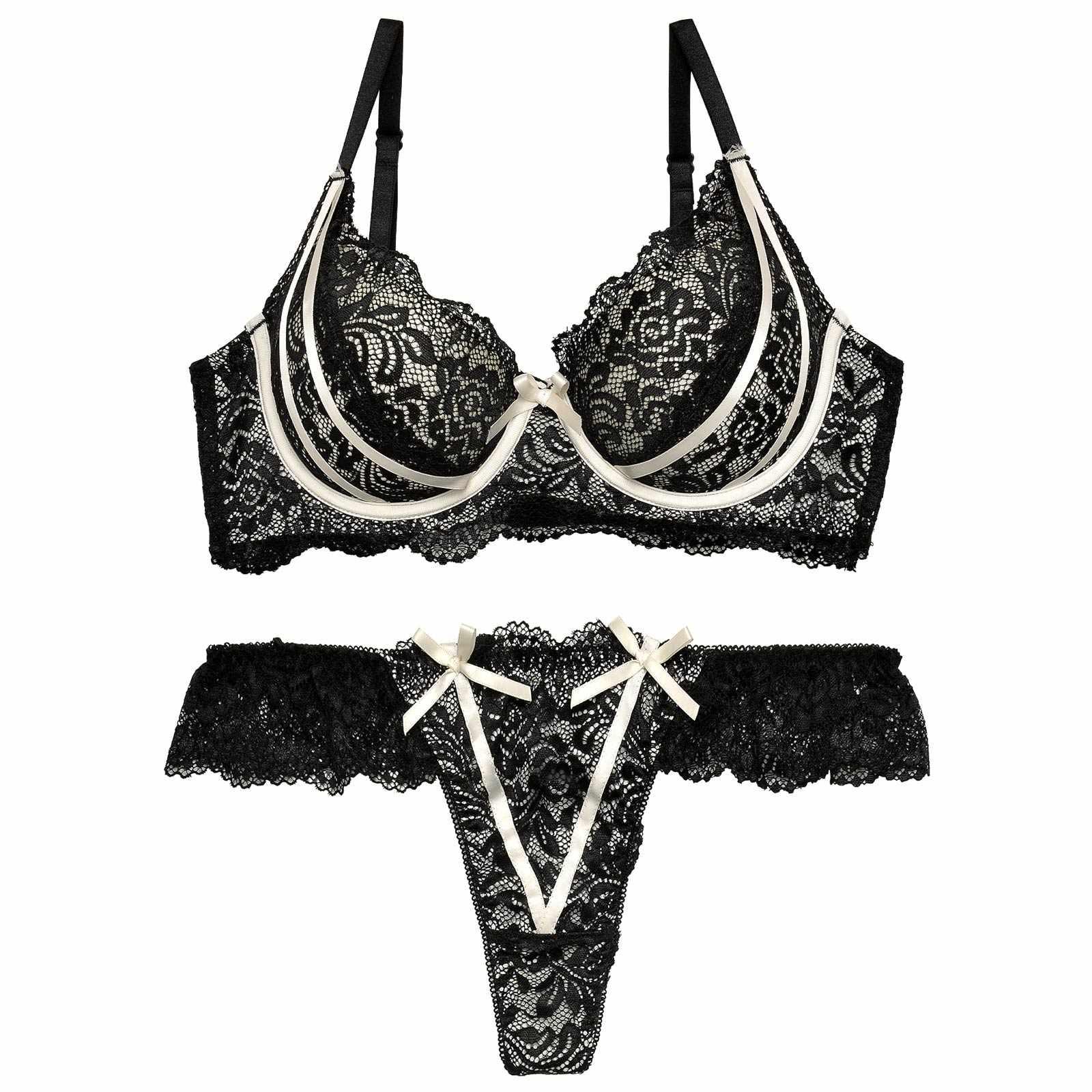 【三上悠亜着用】【GHサイズ】ガーリーローズレーシィリボンライン育乳脇高ブラジャー&バック透けTバックショーツ - 【公式】247Lingerie