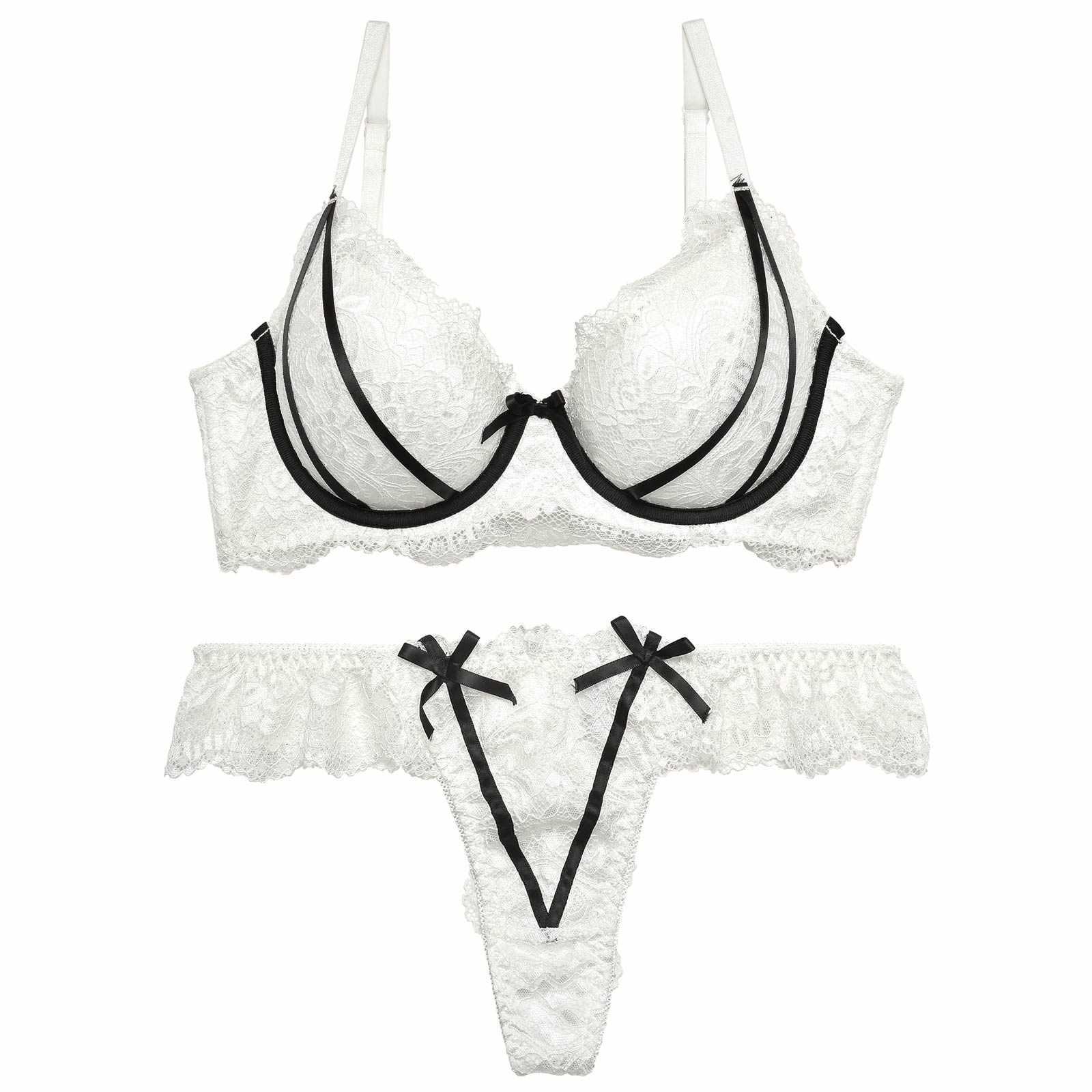 【三上悠亜着用】【GHサイズ】ガーリーローズレーシィリボンライン育乳脇高ブラジャー&バック透けTバックショーツ - 【公式】247Lingerie