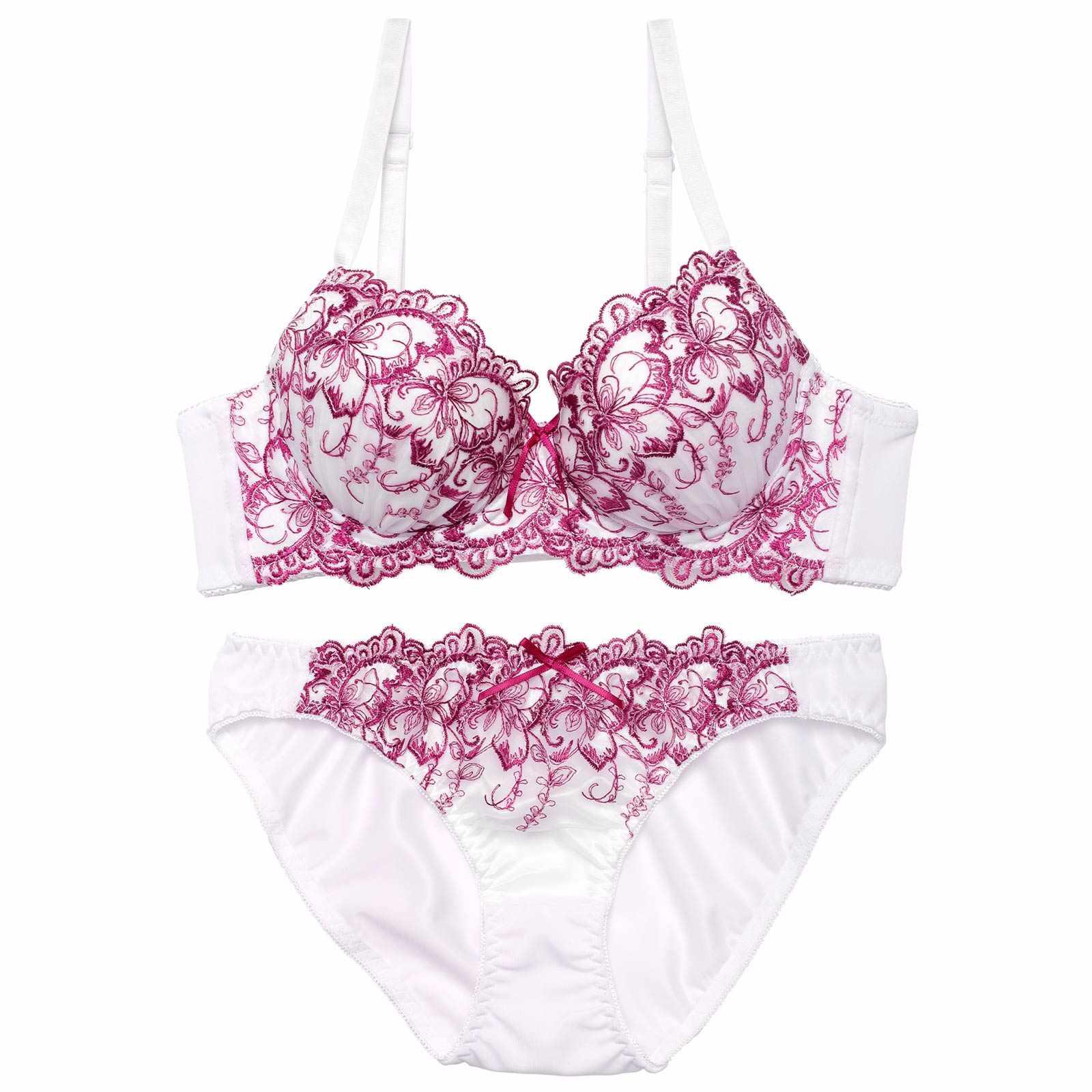 エレガントボタニカルリリー育乳脇高ブラジャー&フルバックショーツ - 【公式】247Lingerie