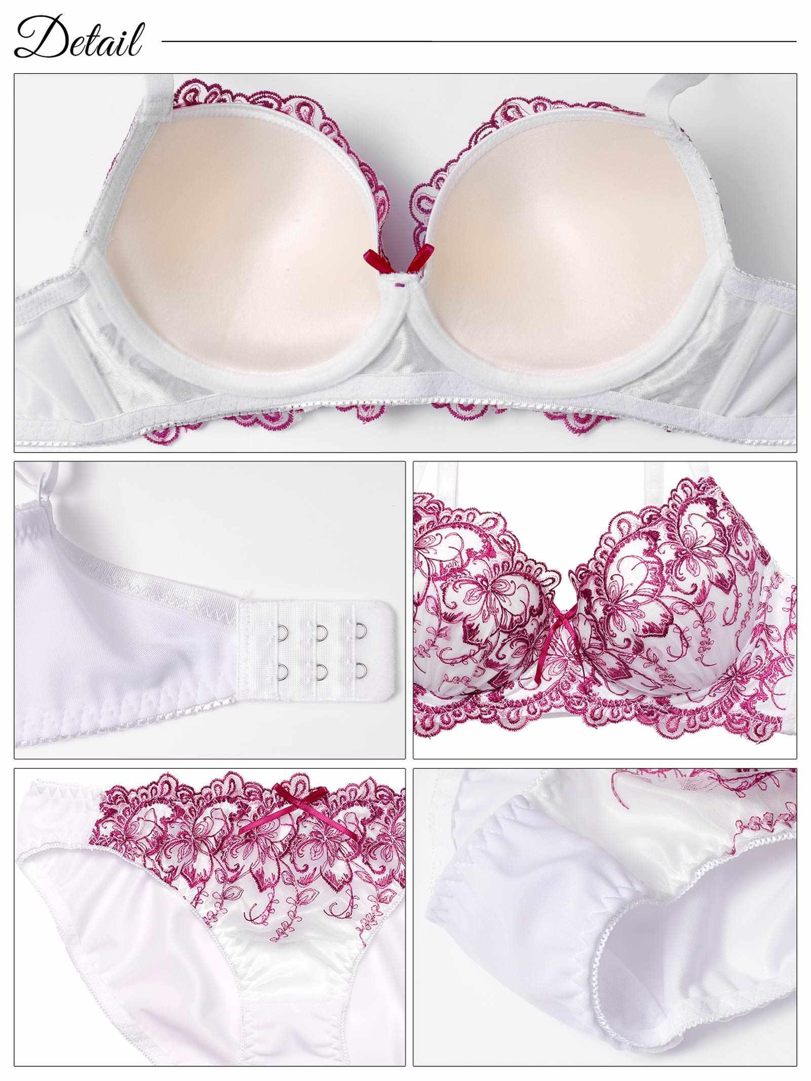 エレガントボタニカルリリー育乳脇高ブラジャー&フルバックショーツ - 【公式】247Lingerie
