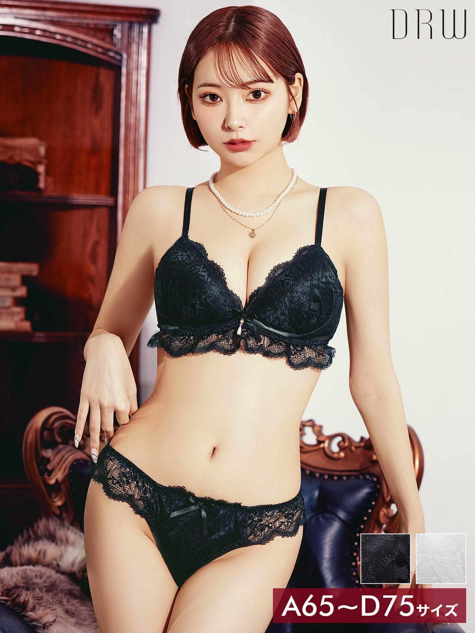 1/22再販!レーシィリボンスカラップブラジャー&バック透けフルバックショーツ - 【公式】247Lingerie