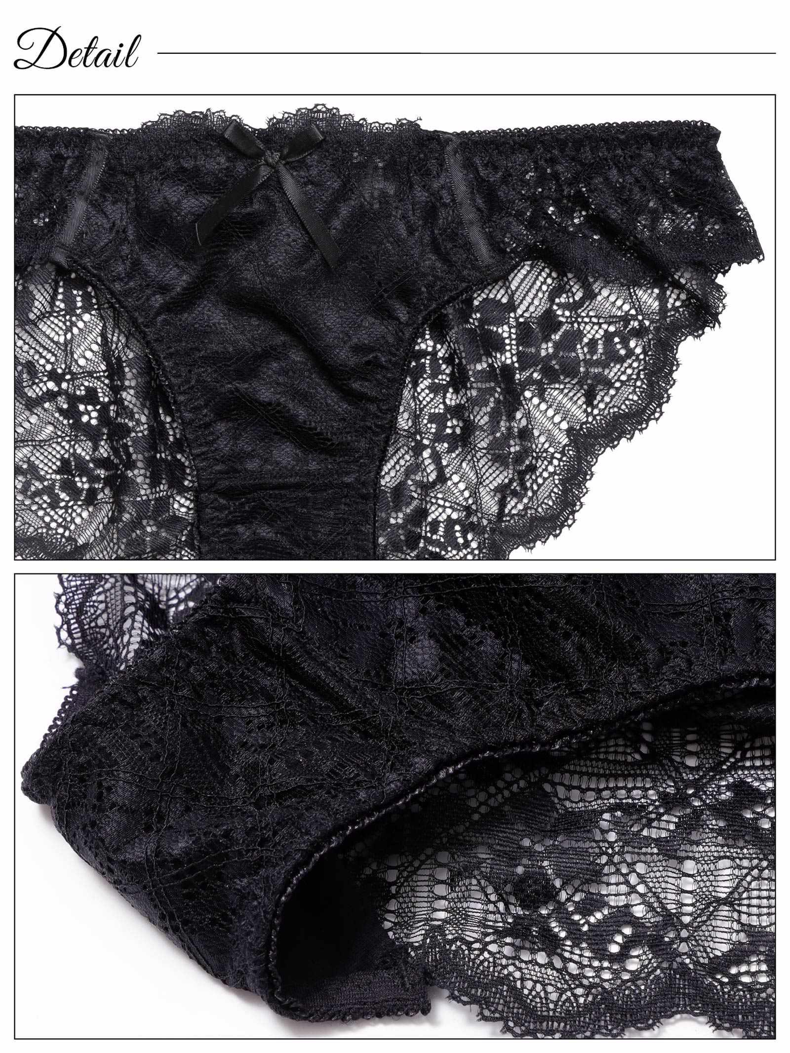 【EFサイズ】レーシィリボンスカラップブラジャー&バック透けフルバックショーツ - 【公式】247Lingerie