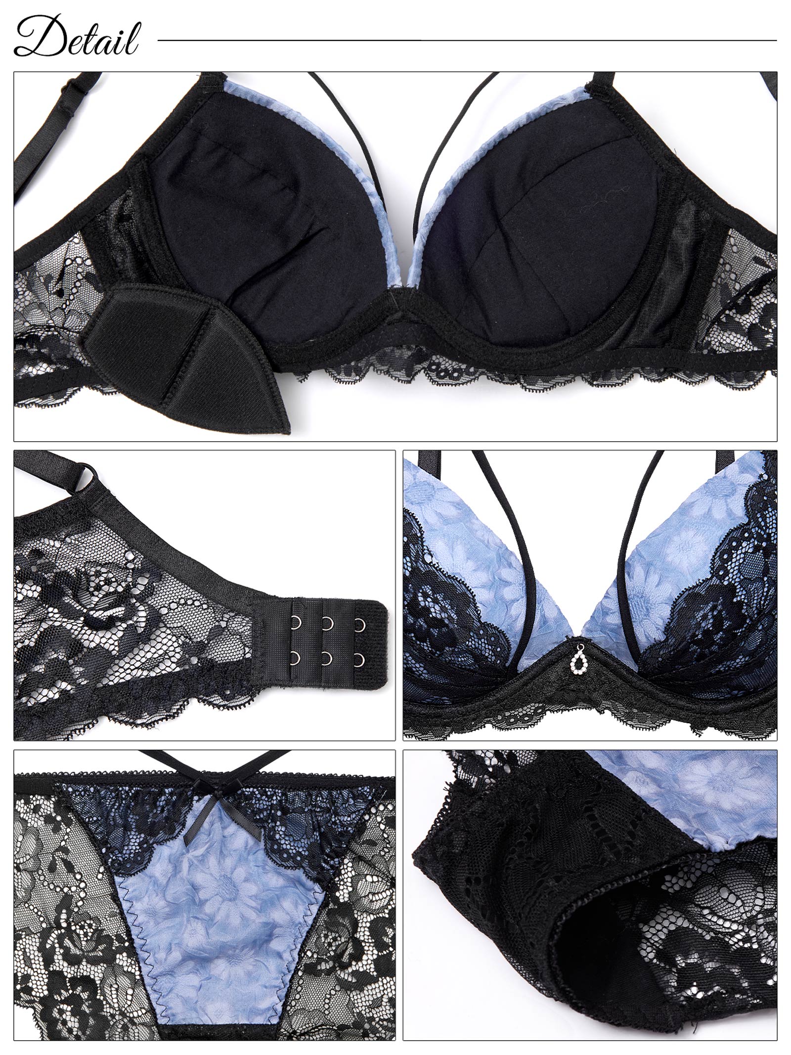 【かとゆり着用】スカラップフルールコード育乳脇高ブラジャー&バック透けフルバックショーツ