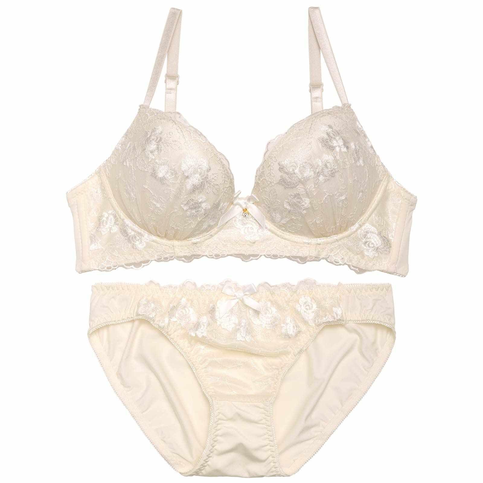 【ノンワイヤー】アーチリーフロゼッタ育乳脇高ブラジャー&フルバックショーツ - 【公式】247Lingerie