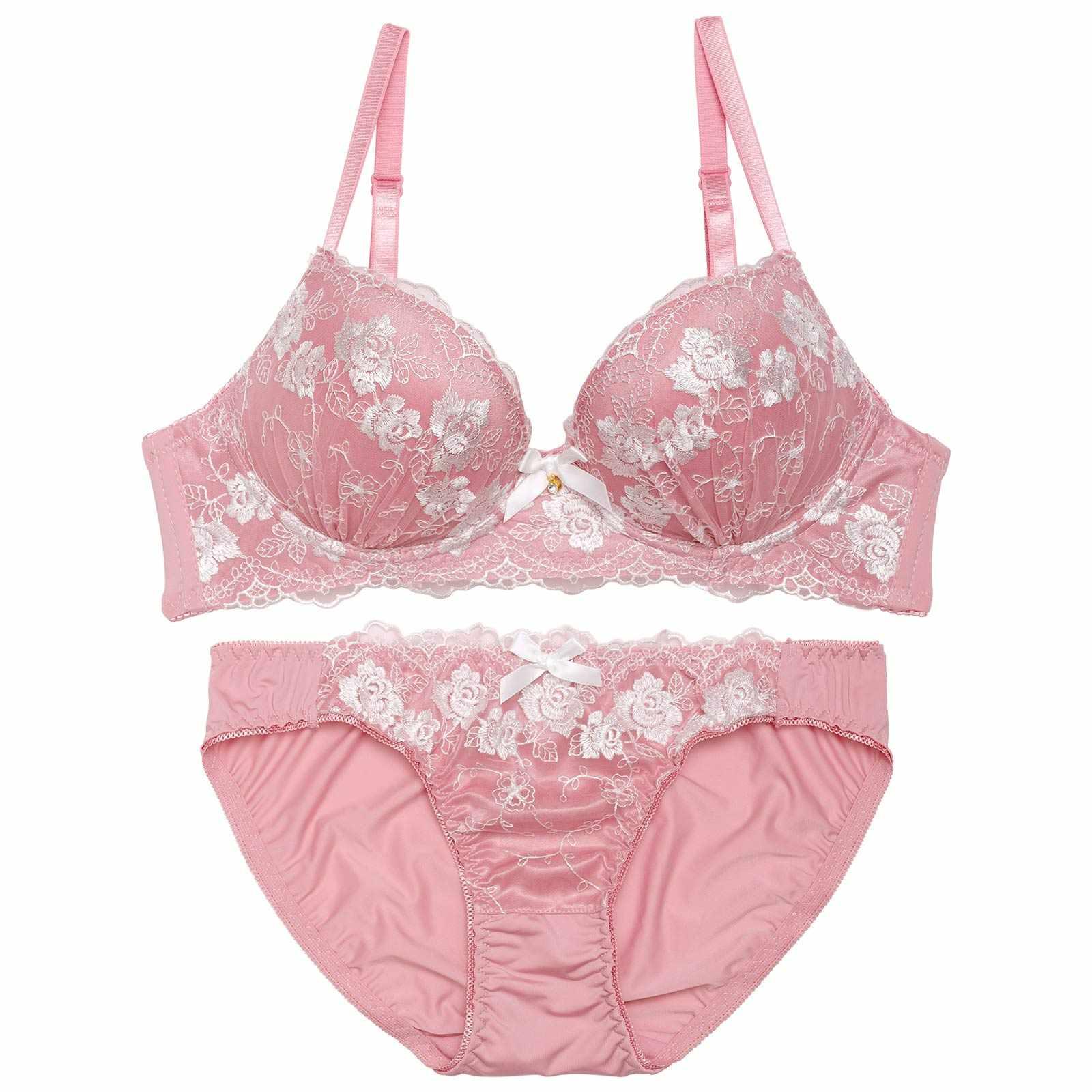 【ノンワイヤー】アーチリーフロゼッタ育乳脇高ブラジャー&フルバックショーツ - 【公式】247Lingerie